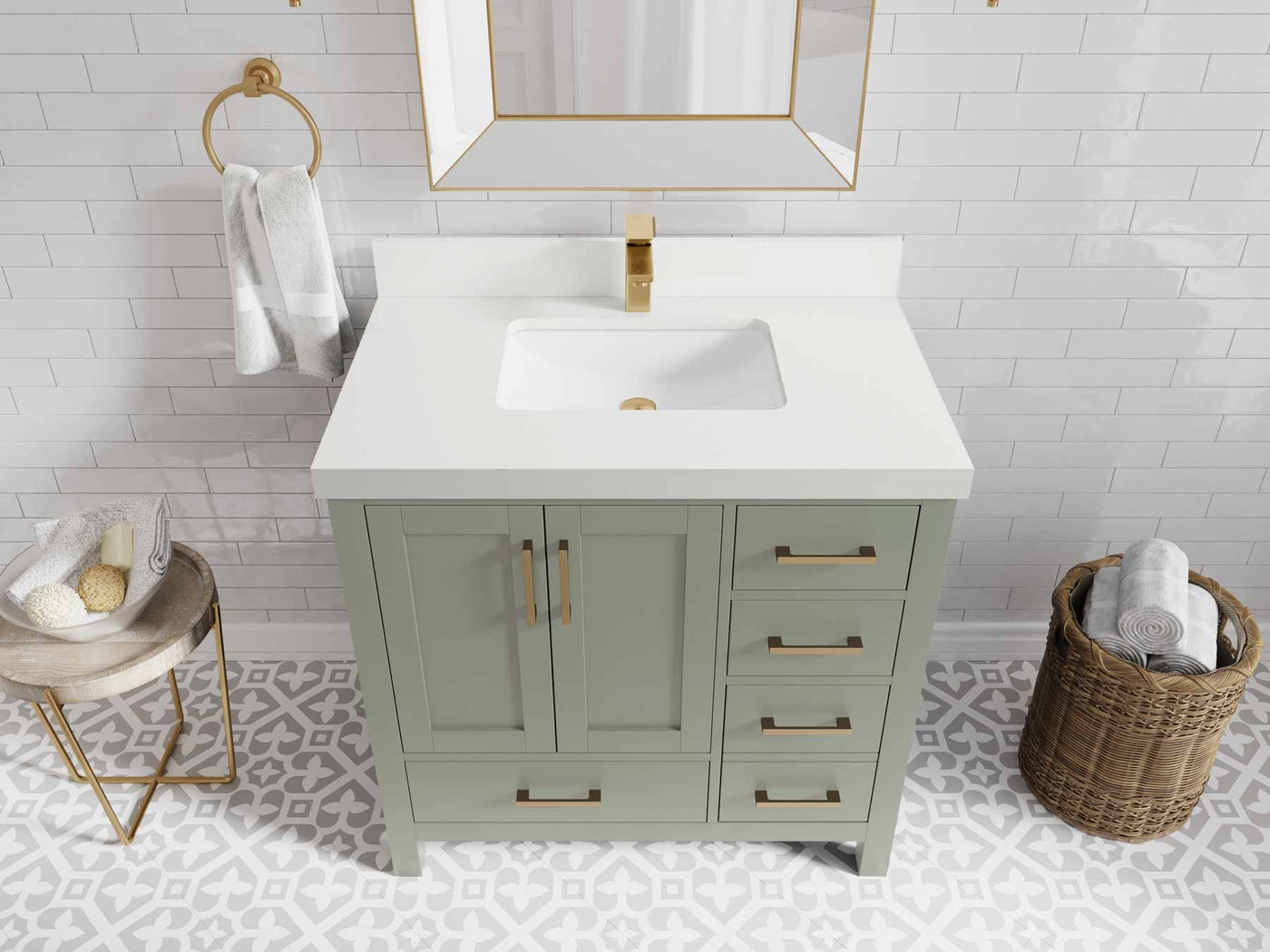Malibu 36 in. W x 22 in. D Bathroom Vanity Center Sink