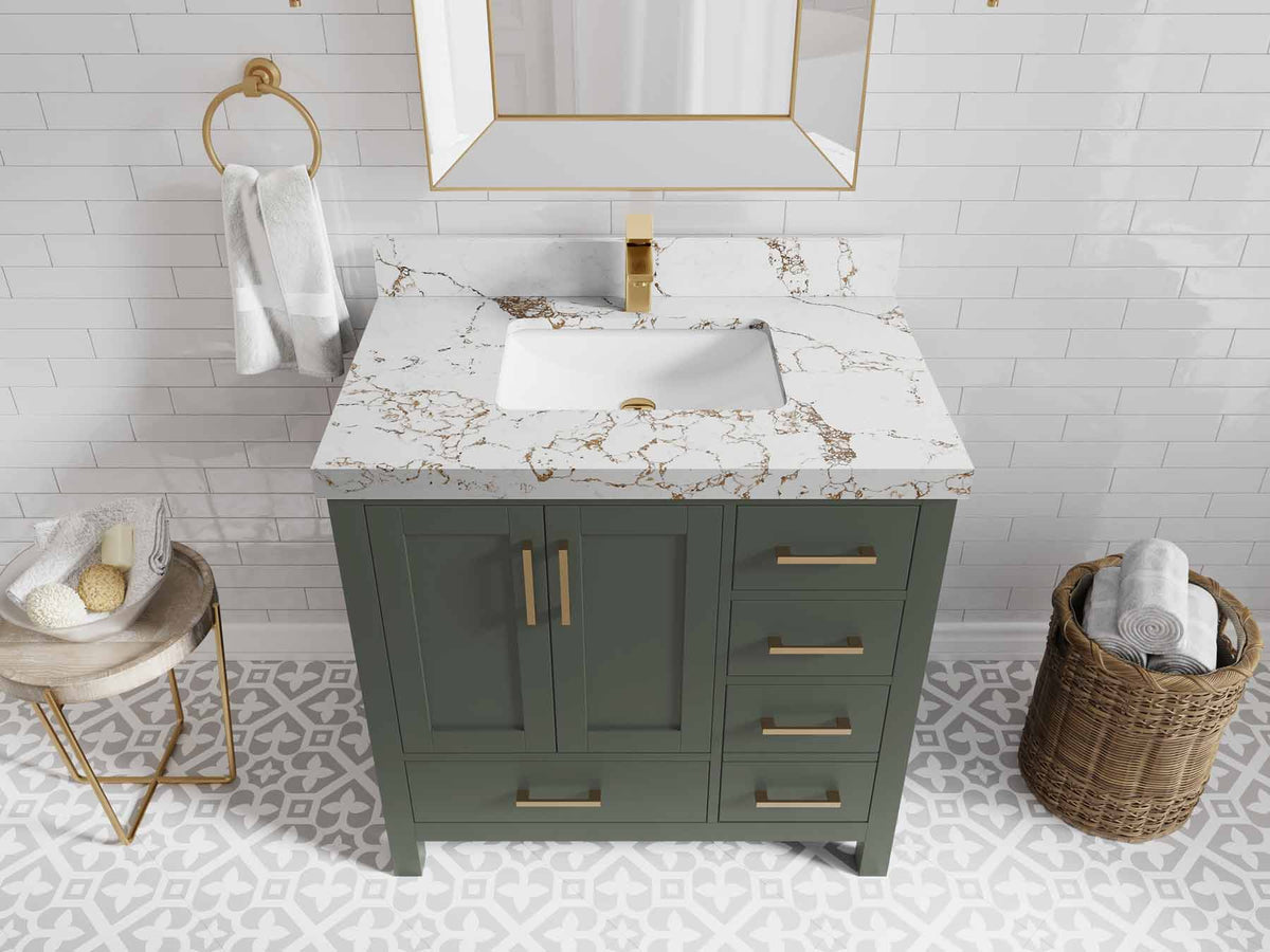 Malibu 36 in. W x 22 in. D Bathroom Vanity Center Sink - Willow Bath and Vanity