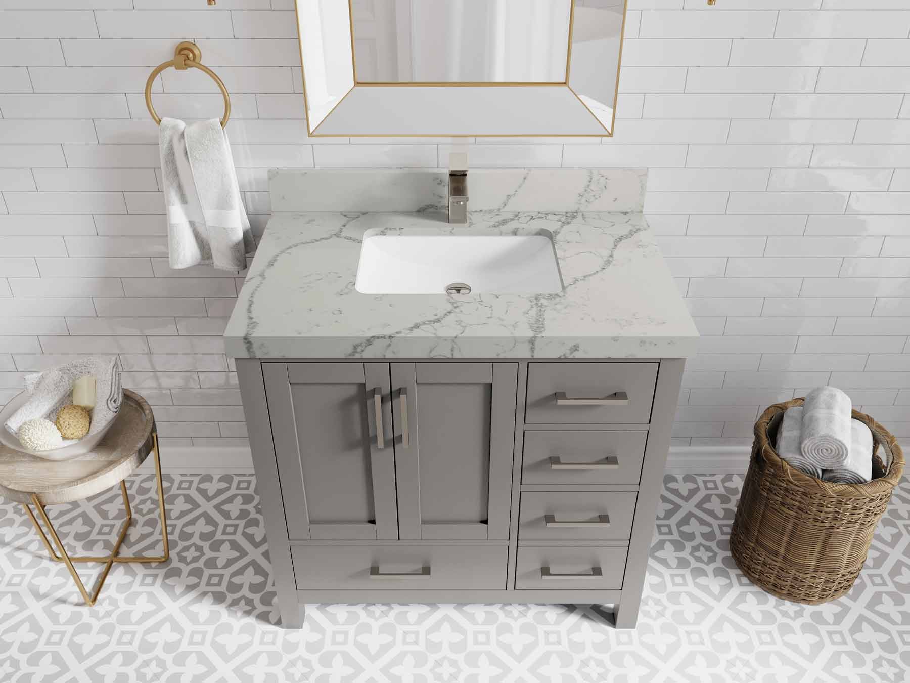 Malibu 36 in. W x 22 in. D Bathroom Vanity Center Sink - Willow Bath and Vanity
