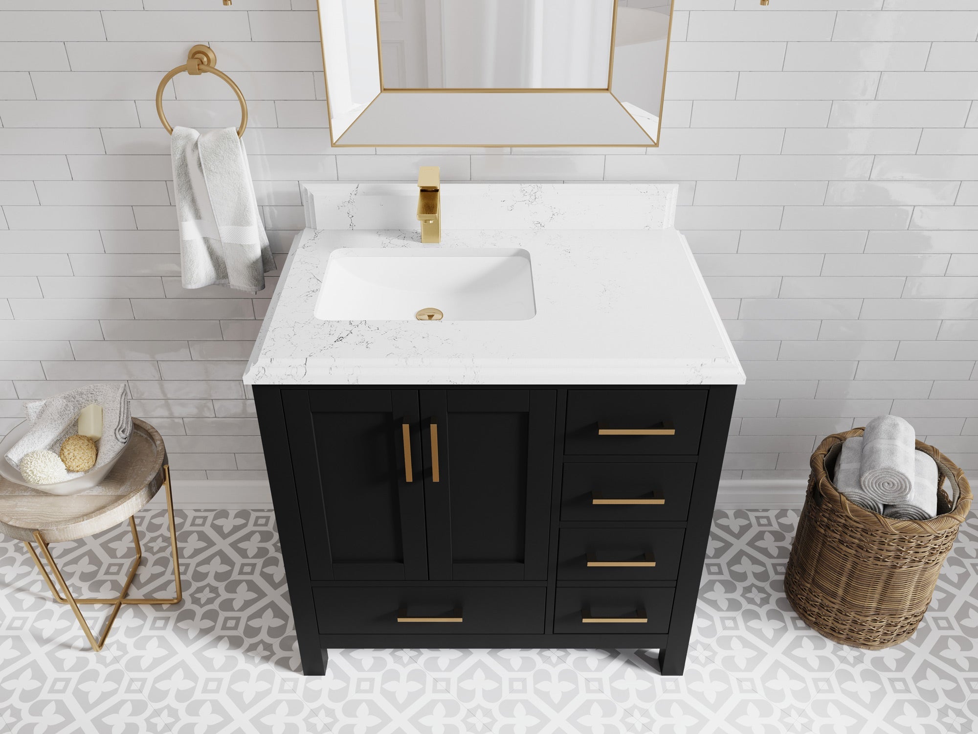 Malibu 36 in. W x 22 in. D Left Offset Sink Bathroom Vanity - Willow Bath and Vanity