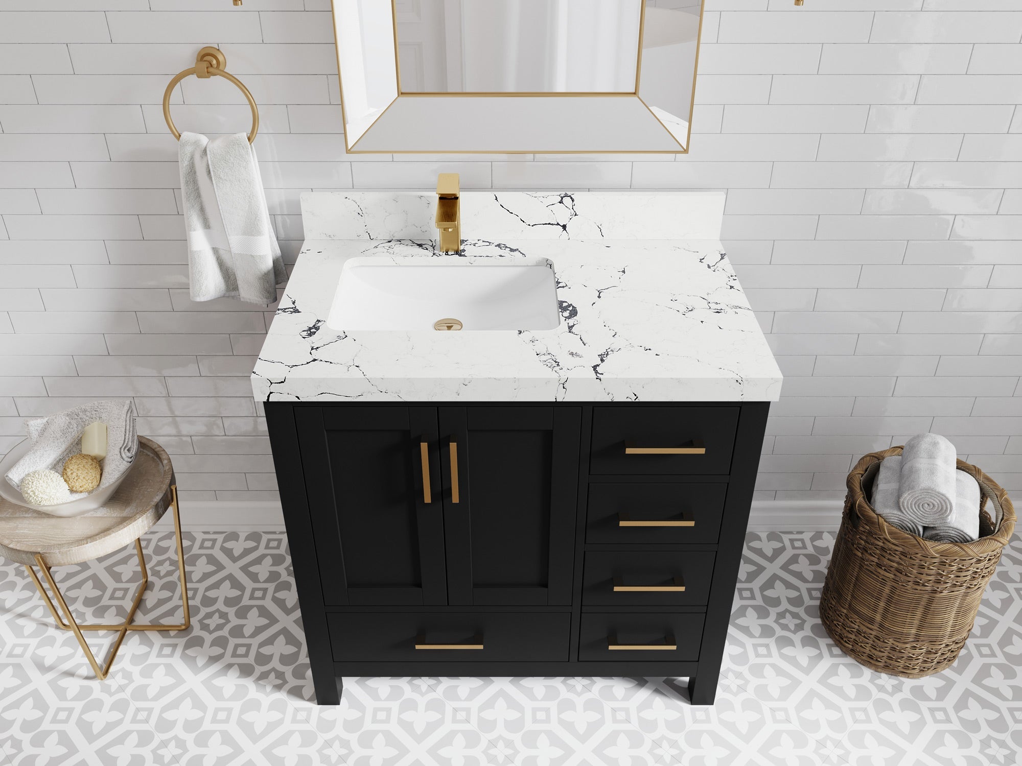 Malibu 36 in. W x 22 in. D Left Offset Sink Bathroom Vanity - Willow Bath and Vanity