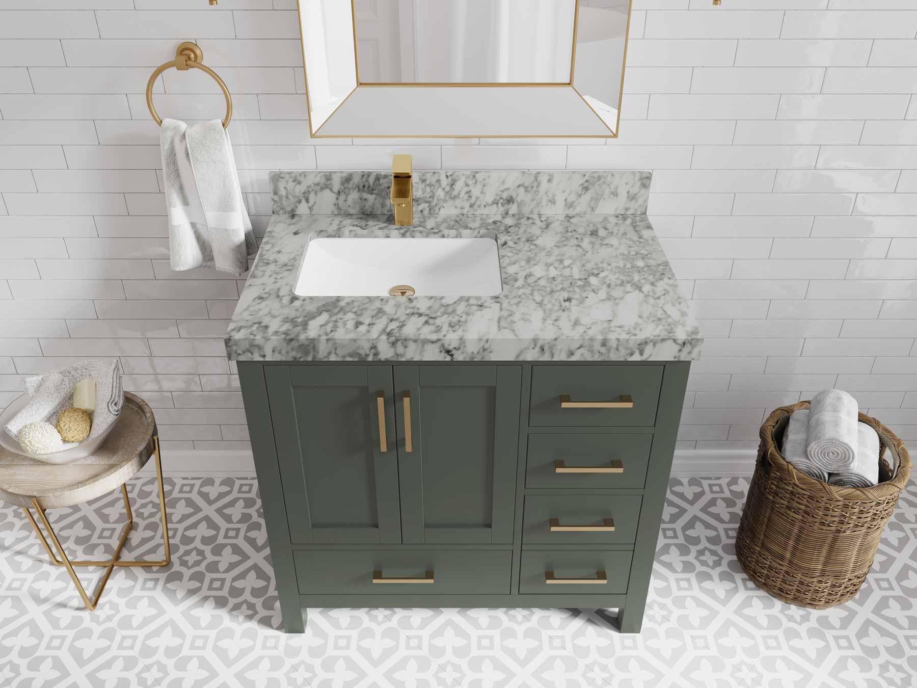 Malibu 36 in. W x 22 in. D Left Offset Sink Bathroom Vanity - Willow Bath and Vanity