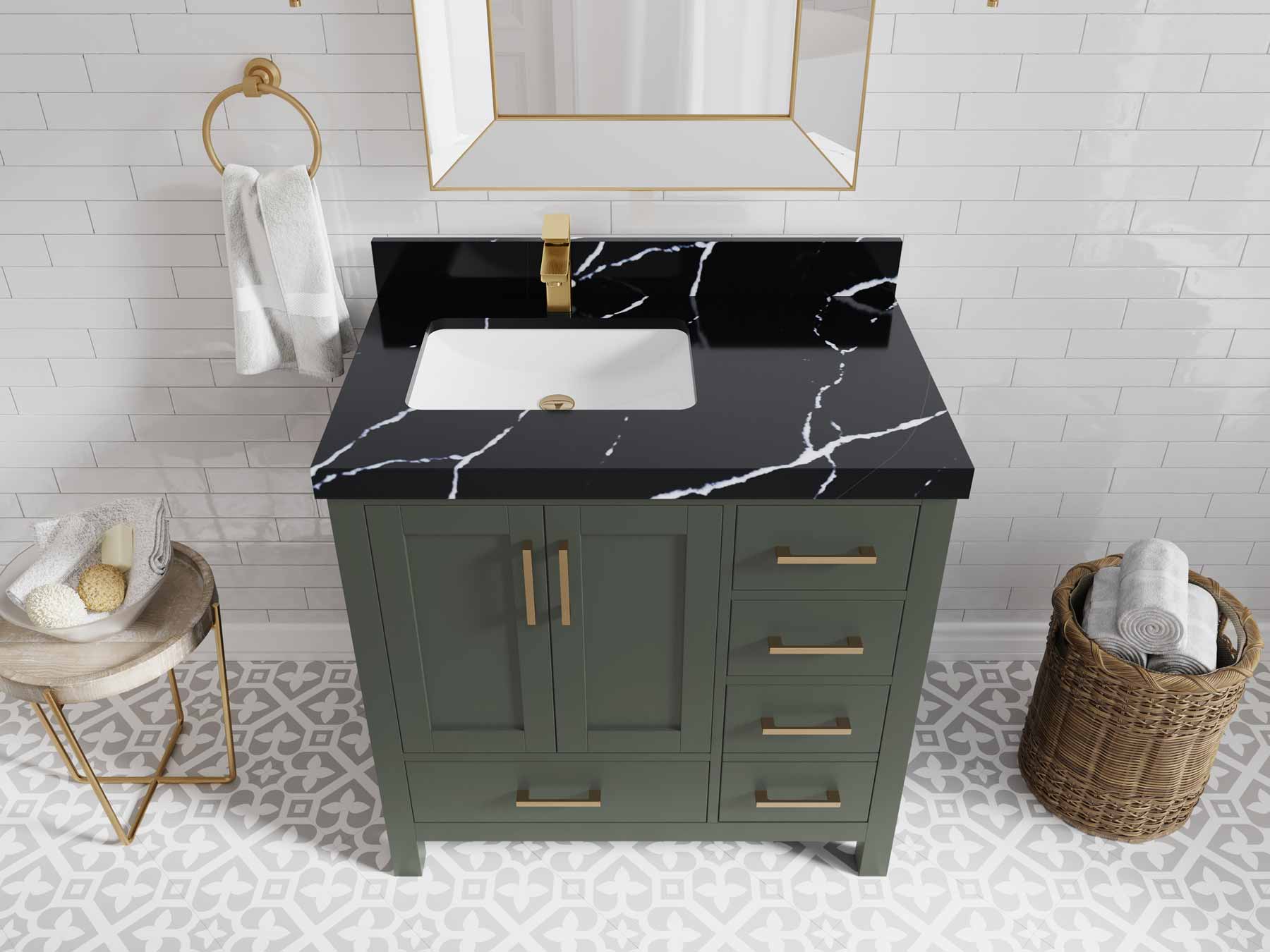 Malibu 36 in. W x 22 in. D Left Offset Sink Bathroom Vanity - Willow Bath and Vanity