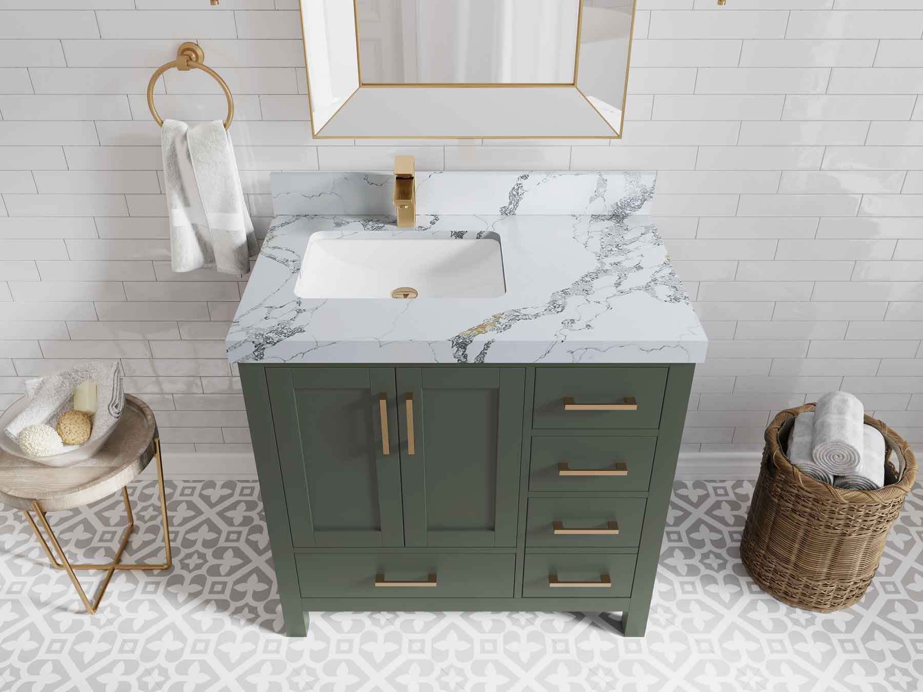 Malibu 36 in. W x 22 in. D Left Offset Sink Bathroom Vanity - Willow Bath and Vanity