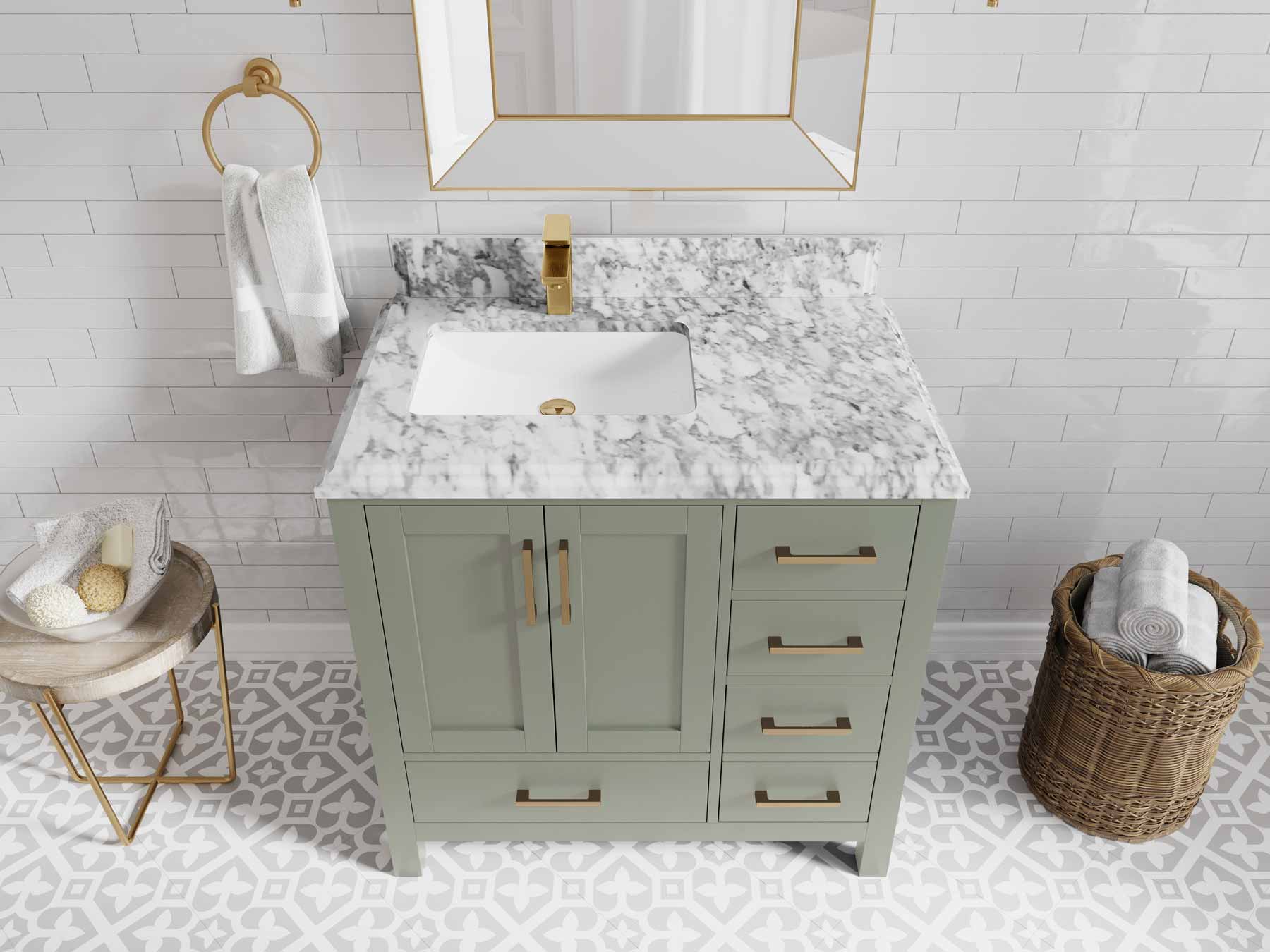 Malibu 36 in. W x 22 in. D Left Offset Sink Bathroom Vanity - Willow Bath and Vanity
