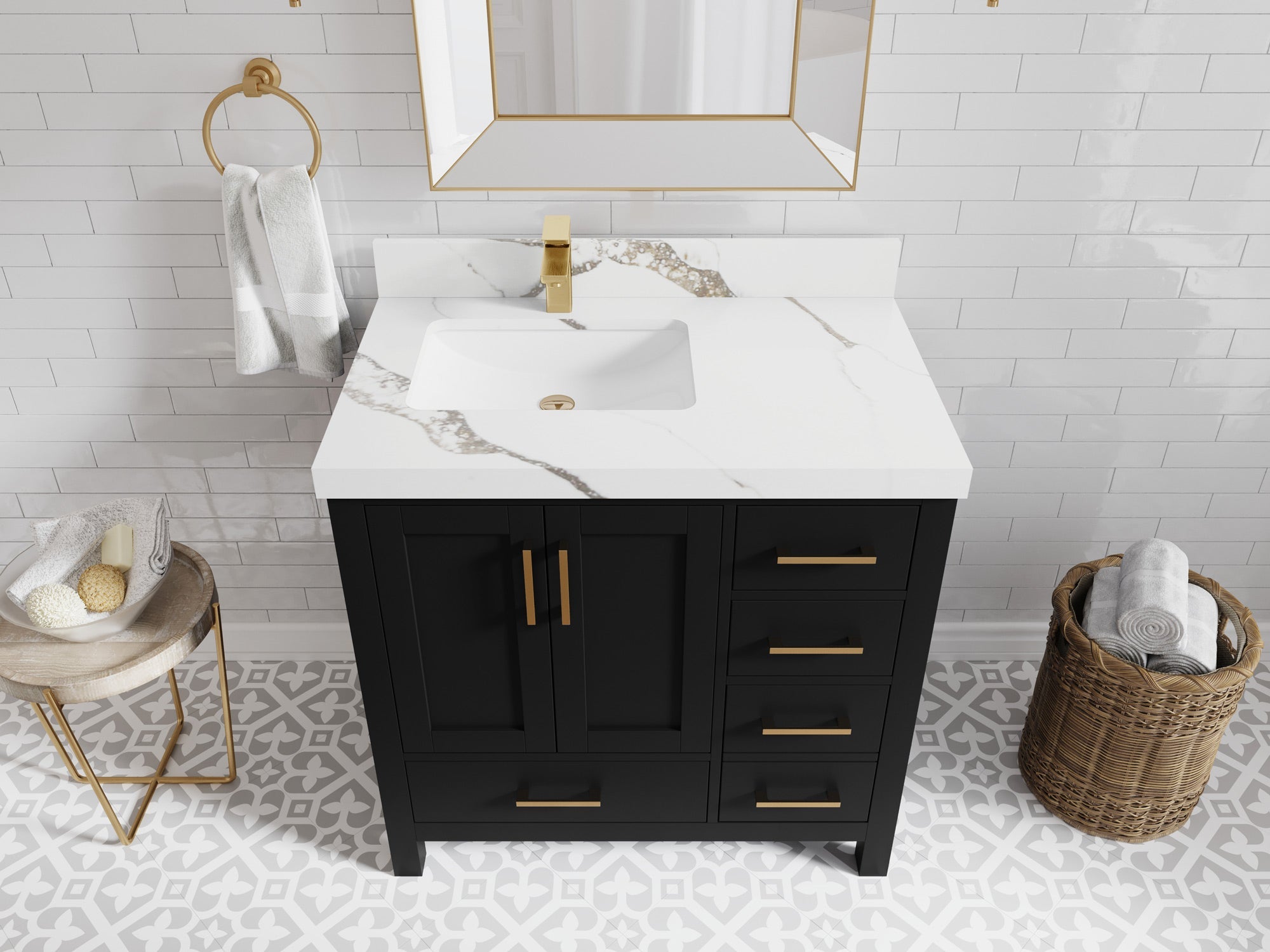 Malibu 36 in. W x 22 in. D Left Offset Sink Bathroom Vanity - Willow Bath and Vanity