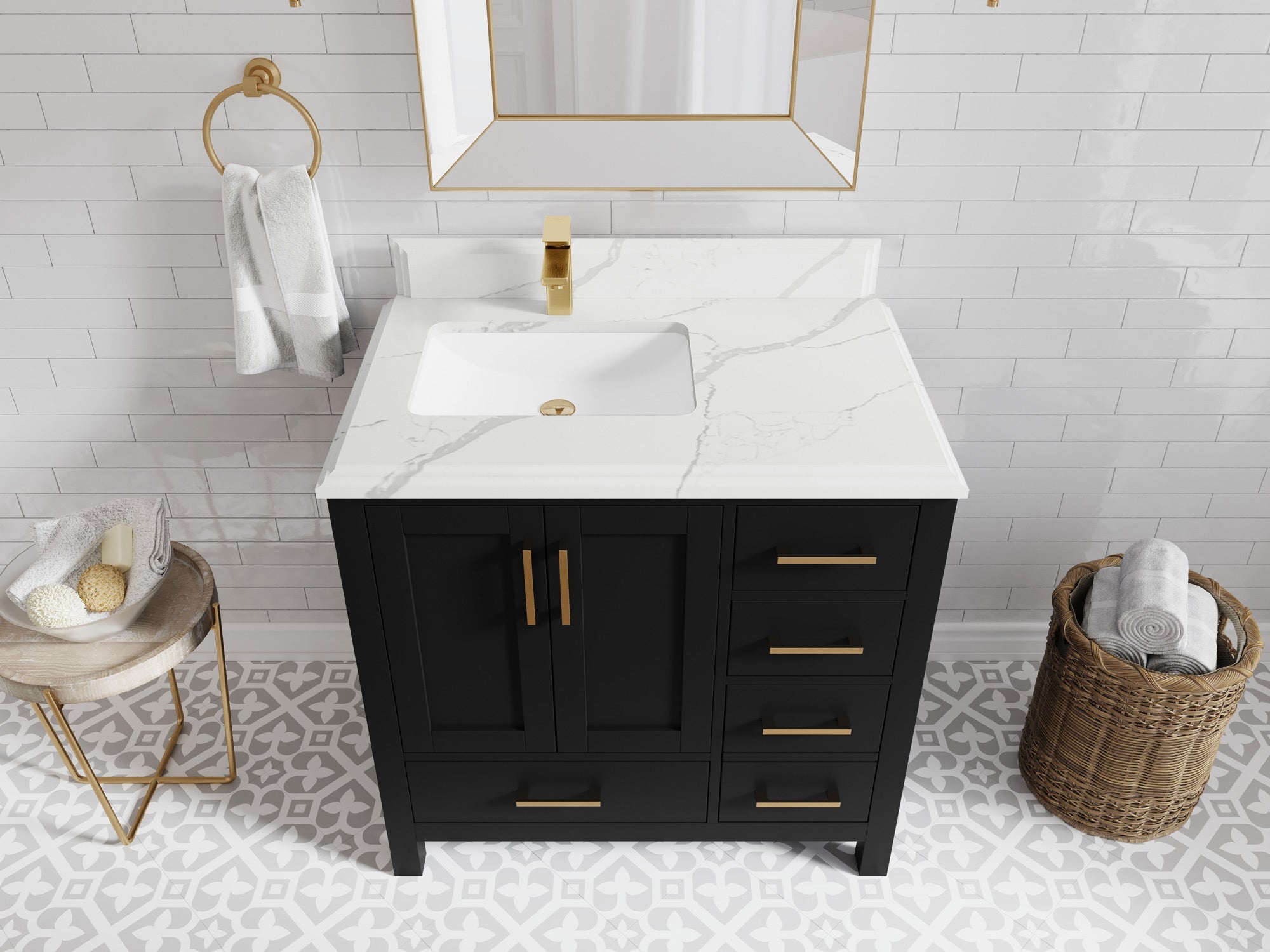 Malibu 36 in. W x 22 in. D Left Offset Sink Bathroom Vanity - Willow Bath and Vanity
