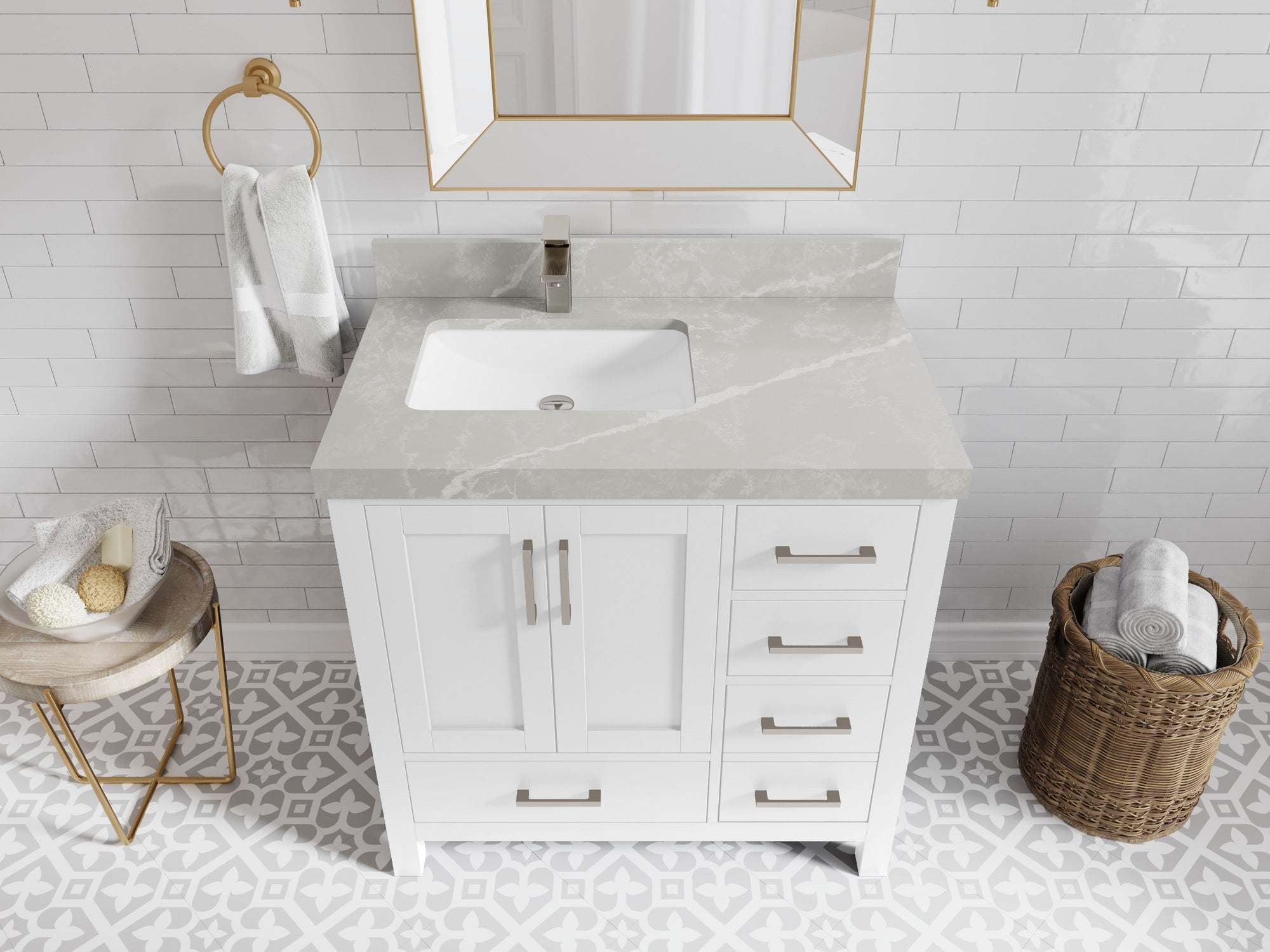 Malibu 36 in. W x 22 in. D Left Offset Sink Bathroom Vanity - Willow Bath and Vanity