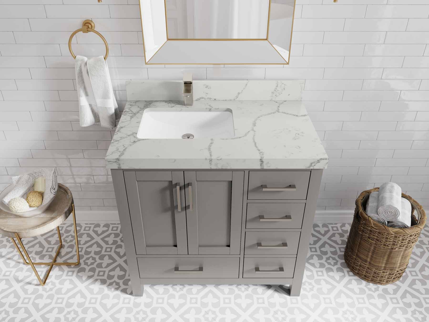 Malibu 36 in. W x 22 in. D Left Offset Sink Bathroom Vanity - Willow Bath and Vanity