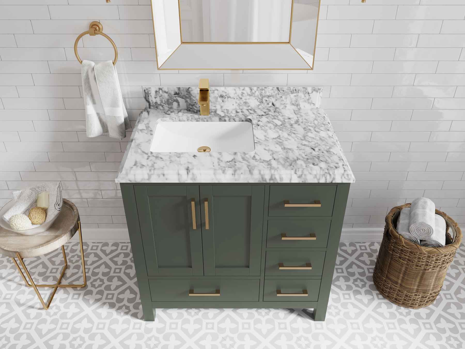 Malibu 36 in. W x 22 in. D Left Offset Sink Bathroom Vanity - Willow Bath and Vanity