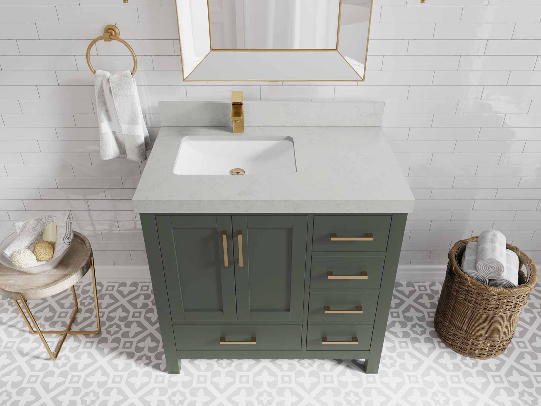 Malibu 36 in. W x 22 in. D Left Offset Sink Bathroom Vanity - Willow Bath and Vanity