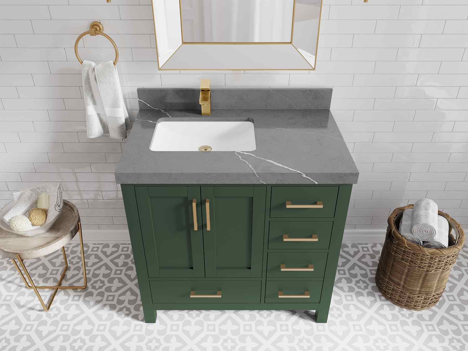 Malibu 36 in. W x 22 in. D Left Offset Sink Bathroom Vanity - Willow Bath and Vanity