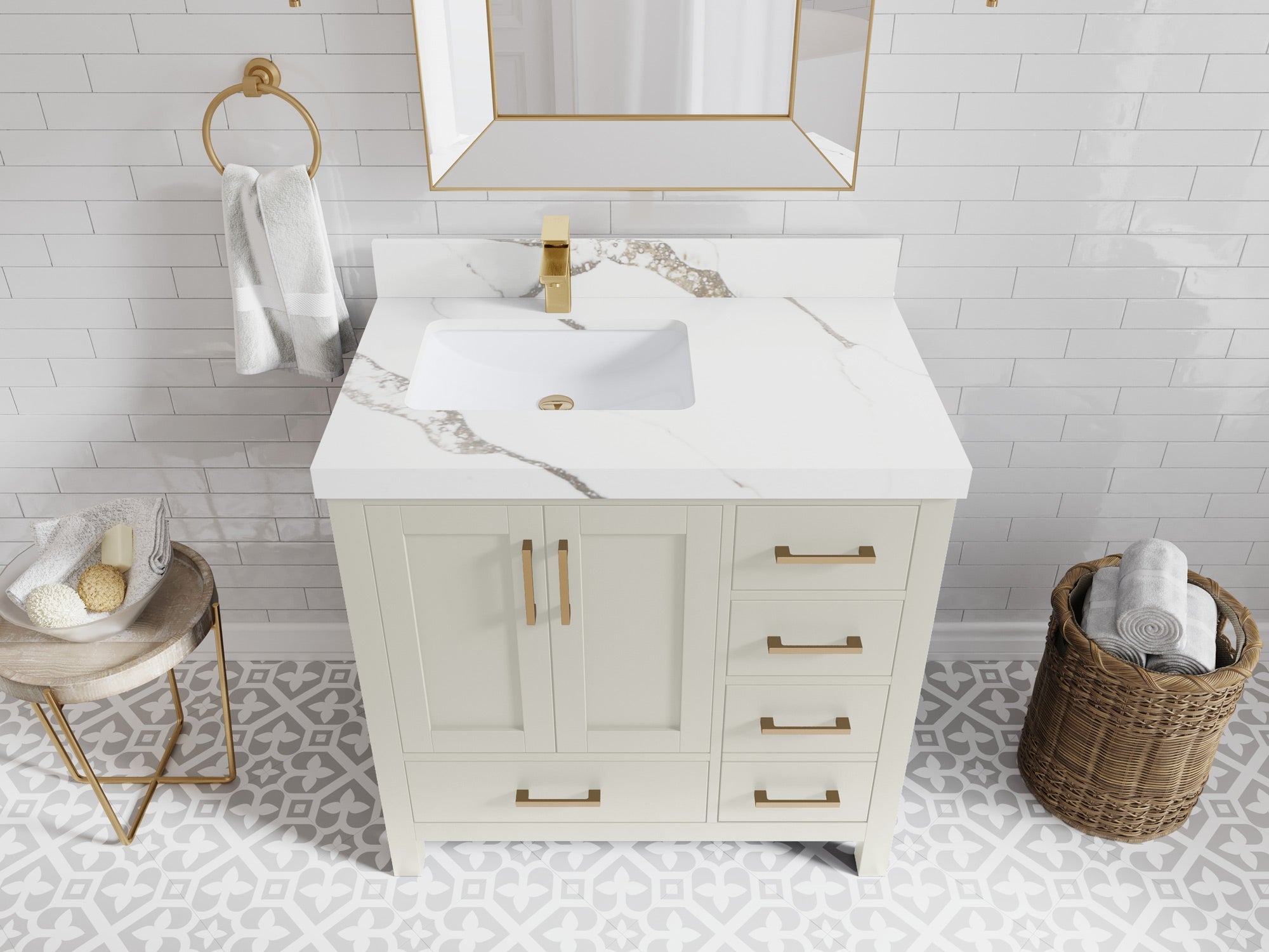Malibu 36 in. W x 22 in. D Left Offset Sink Bathroom Vanity - Willow Bath and Vanity