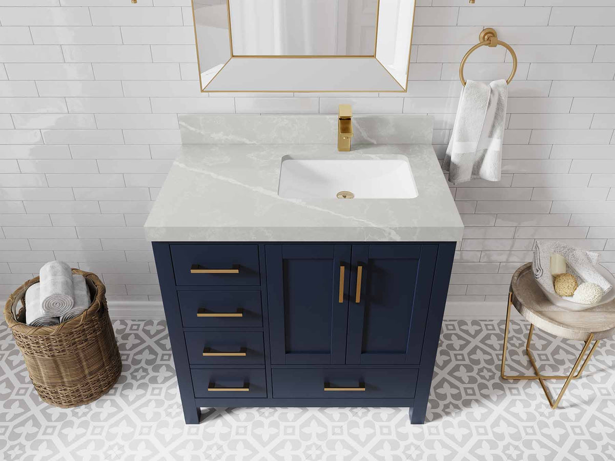 Malibu 36 in. W x 22 in. D Right Offset Sink Bathroom Vanity - Willow Bath and Vanity