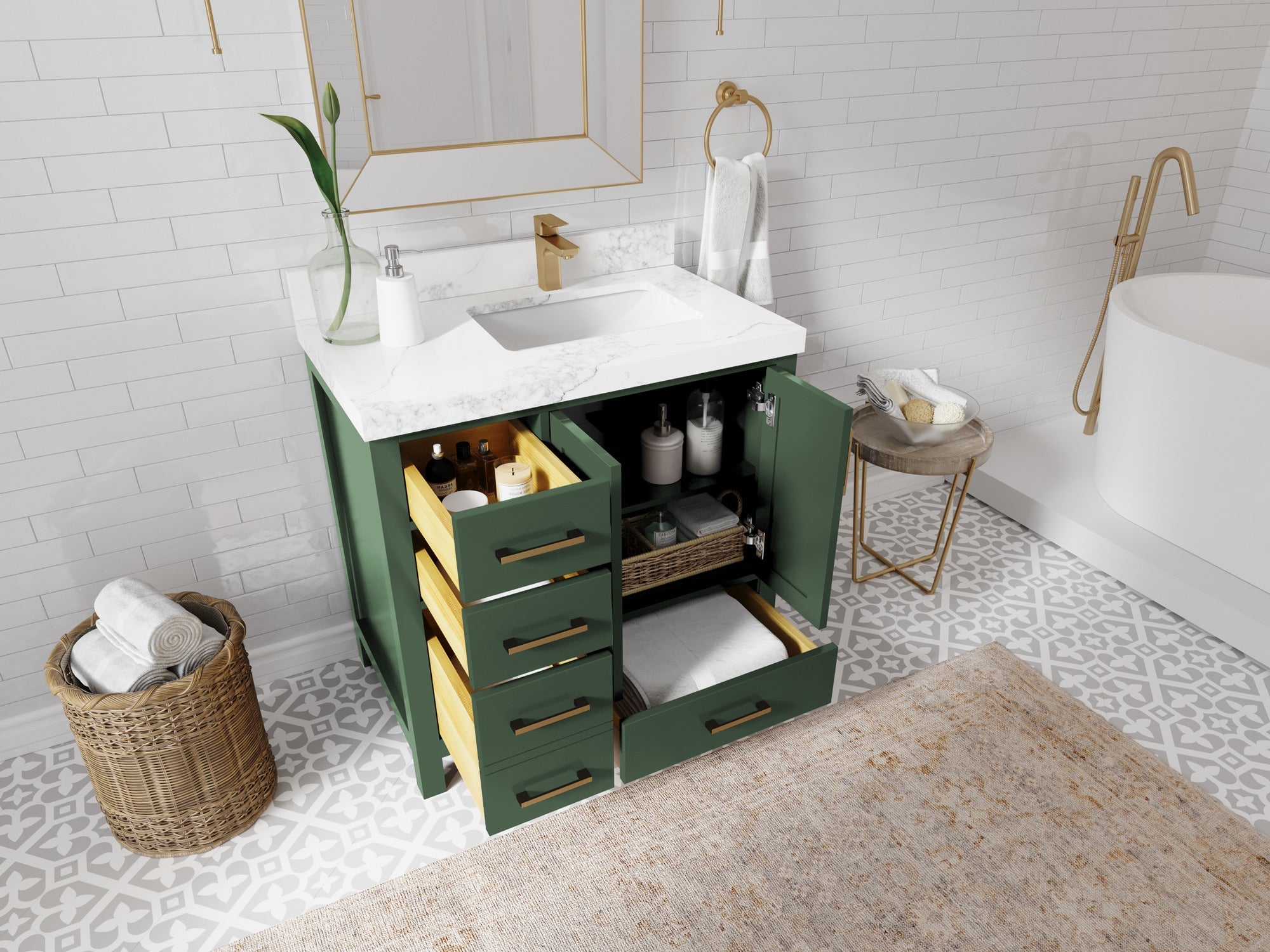 Malibu 36 in. W x 22 in. D Right Offset Sink Bathroom Vanity - Willow Bath and Vanity