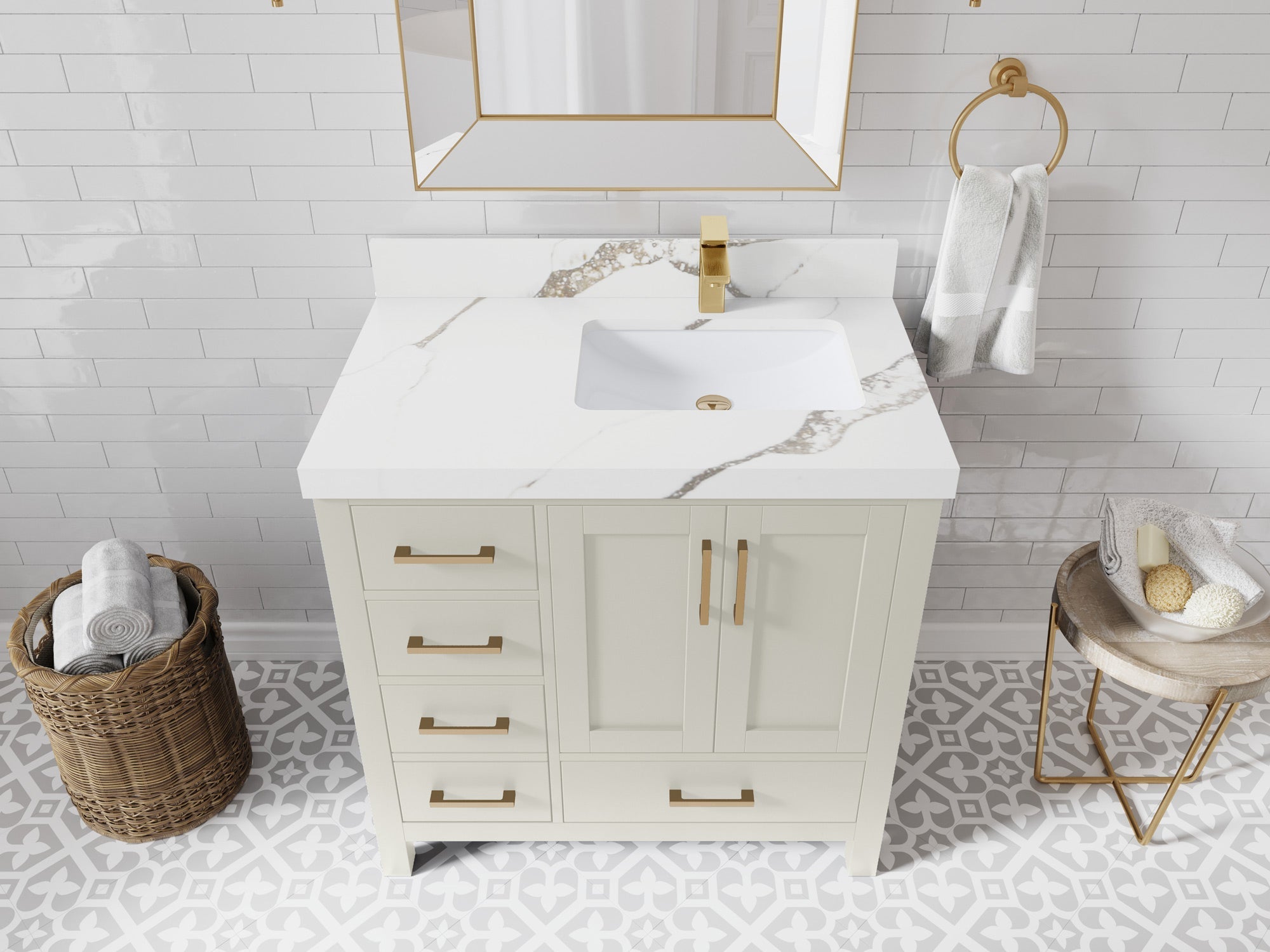 Malibu 36 in. W x 22 in. D Right Offset Sink Bathroom Vanity - Willow Bath and Vanity