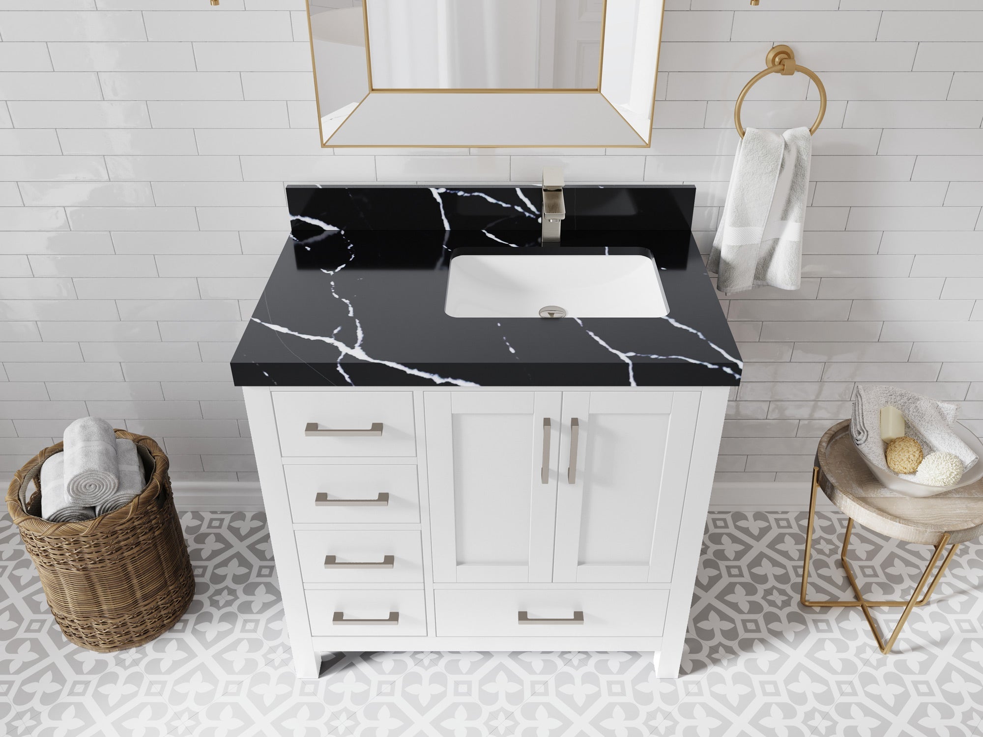Malibu 36 in. W x 22 in. D Right Offset Sink Bathroom Vanity - Willow Bath and Vanity