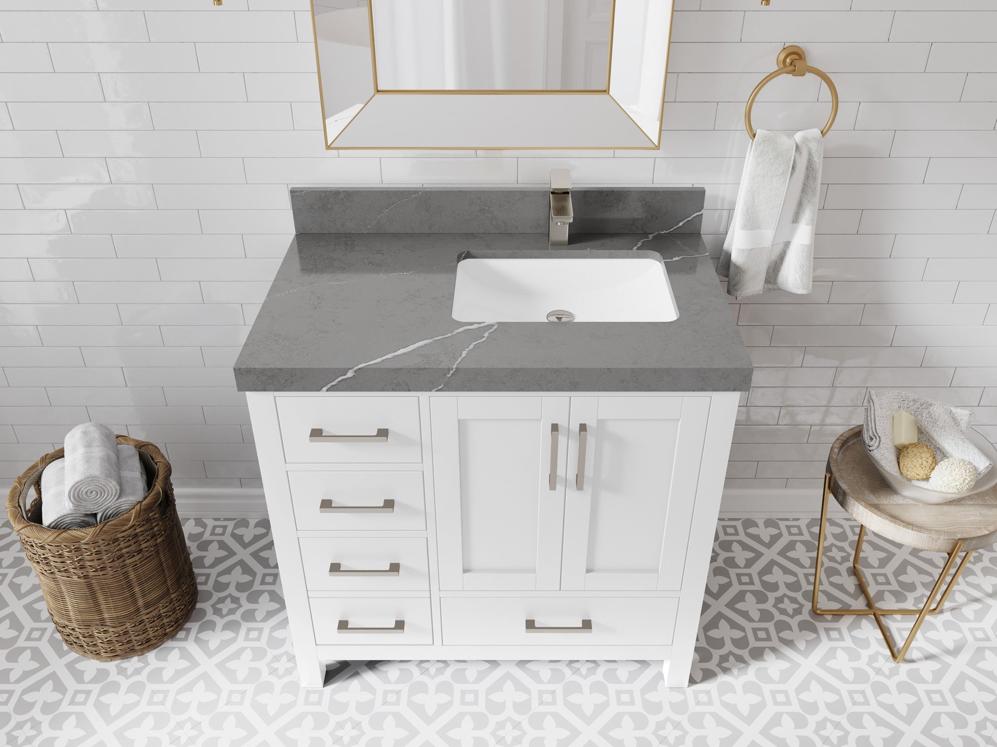Malibu 36 in. W x 22 in. D Right Offset Sink Bathroom Vanity - Willow Bath and Vanity