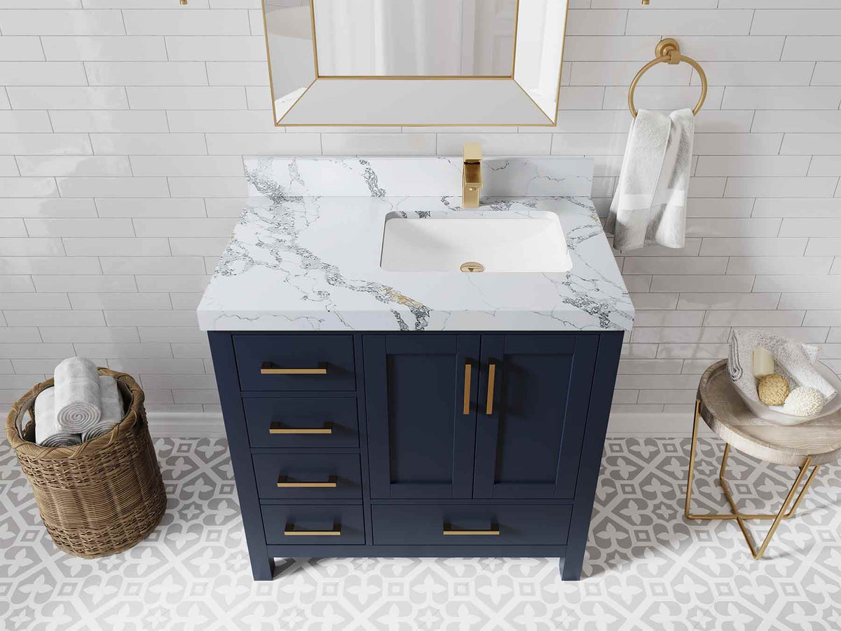 Malibu 36 in. W x 22 in. D Right Offset Sink Bathroom Vanity - Willow Bath and Vanity