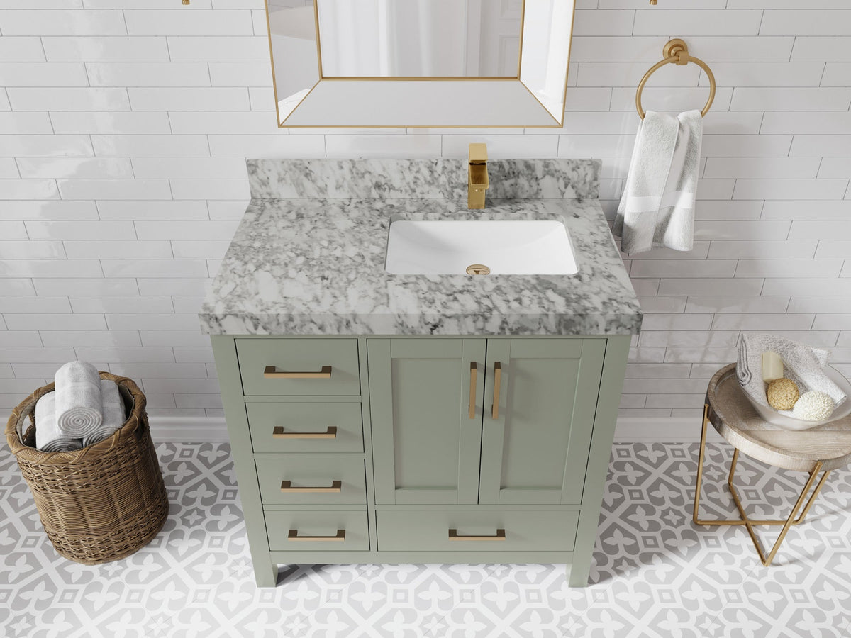 Malibu 36 in. W x 22 in. D Right Offset Sink Bathroom Vanity - Willow Bath and Vanity