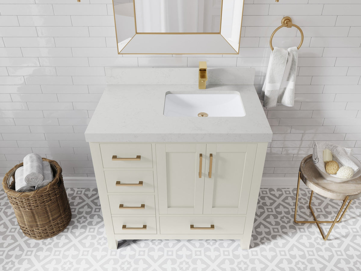 Malibu 36 in. W x 22 in. D Right Offset Sink Bathroom Vanity - Willow Bath and Vanity