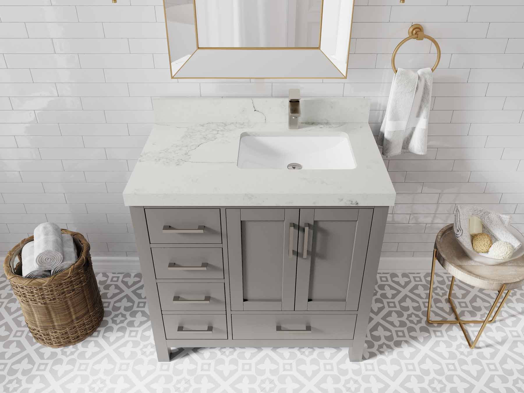 Malibu 36 in. W x 22 in. D Right Offset Sink Bathroom Vanity - Willow Bath and Vanity