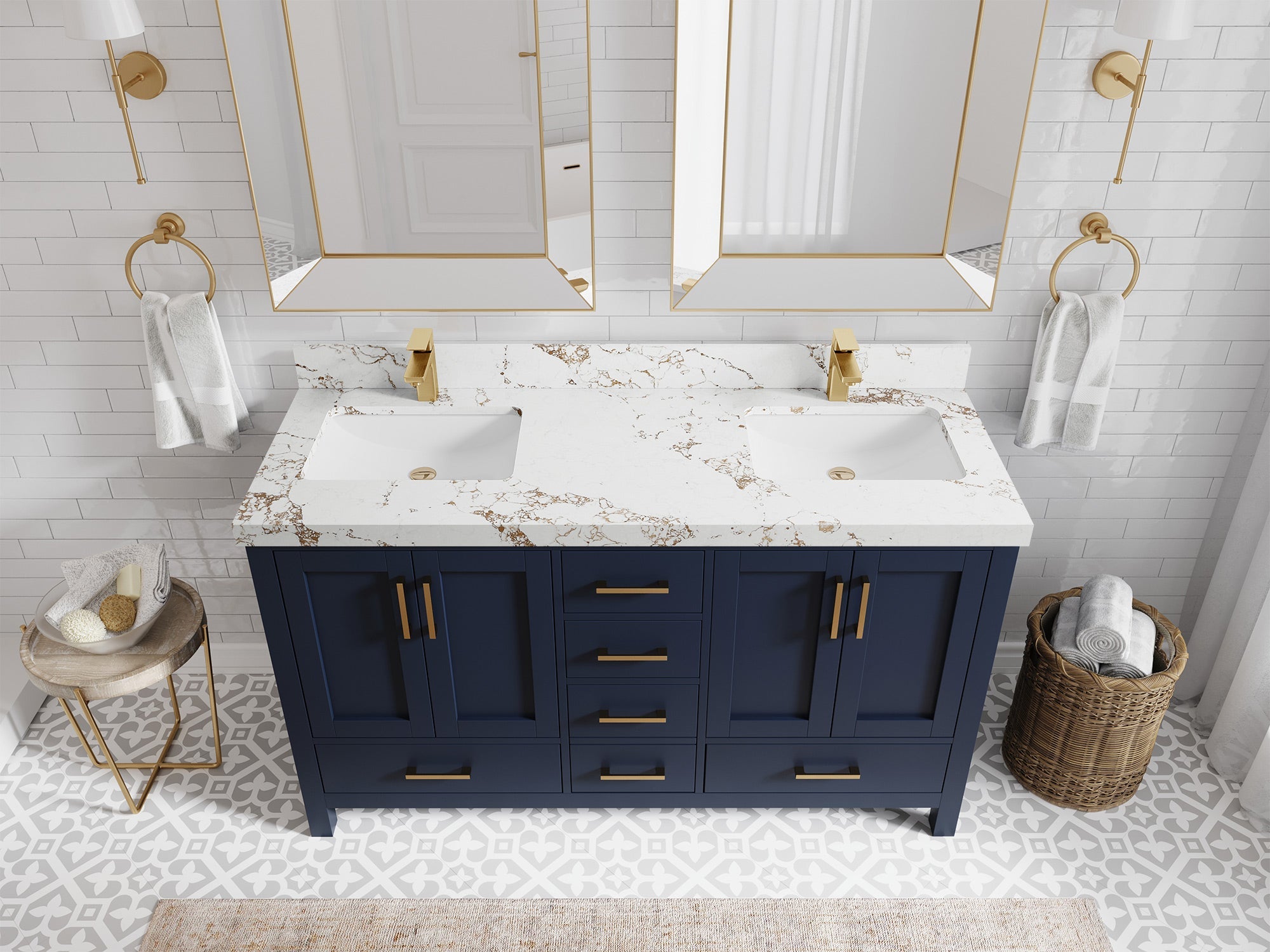 Malibu 60 in. W x 22 in. D Double Sink Bathroom Vanity - Willow Bath and Vanity