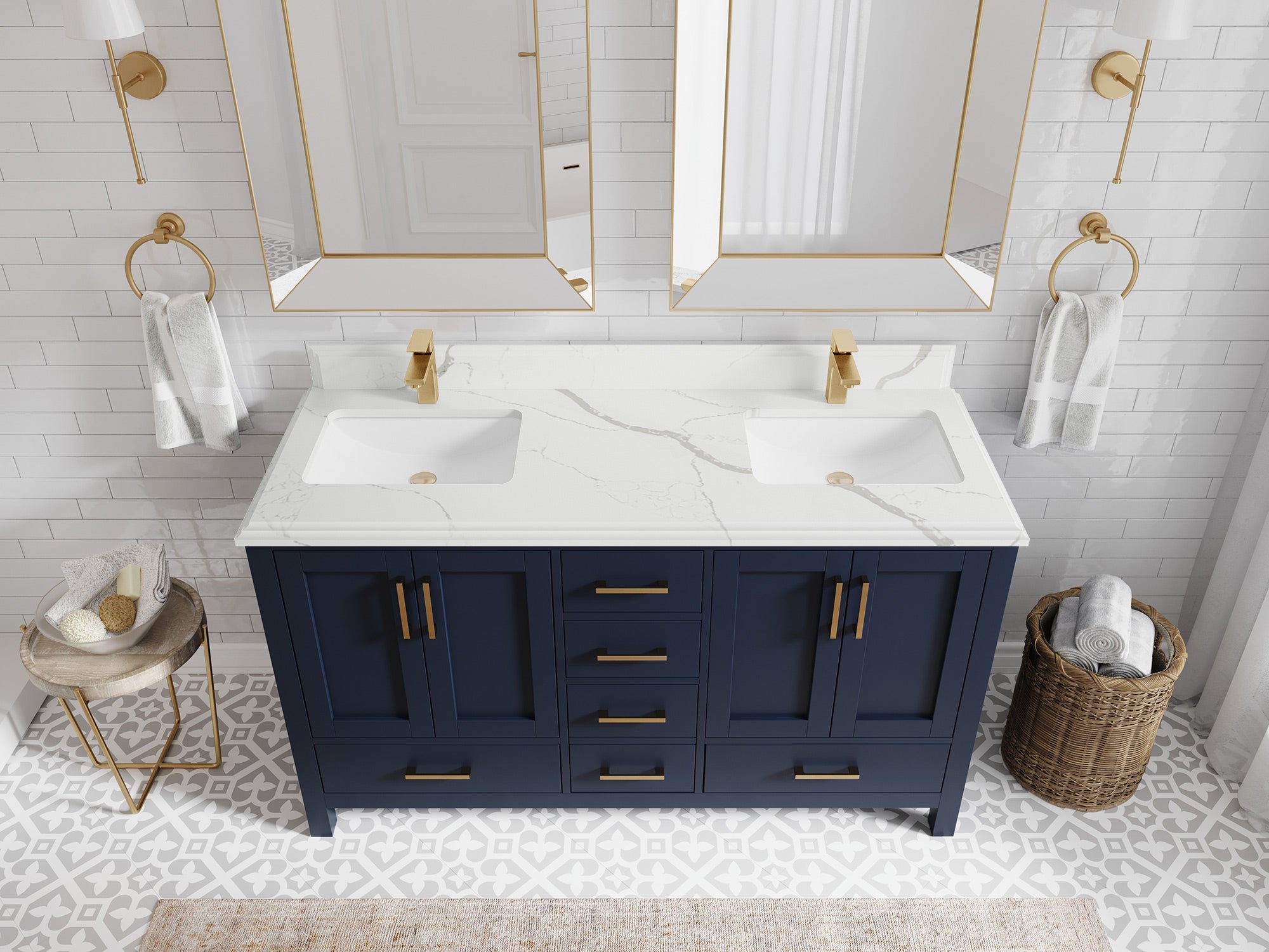 Malibu 60 in. W x 22 in. D Double Sink Bathroom Vanity - Willow Bath and Vanity