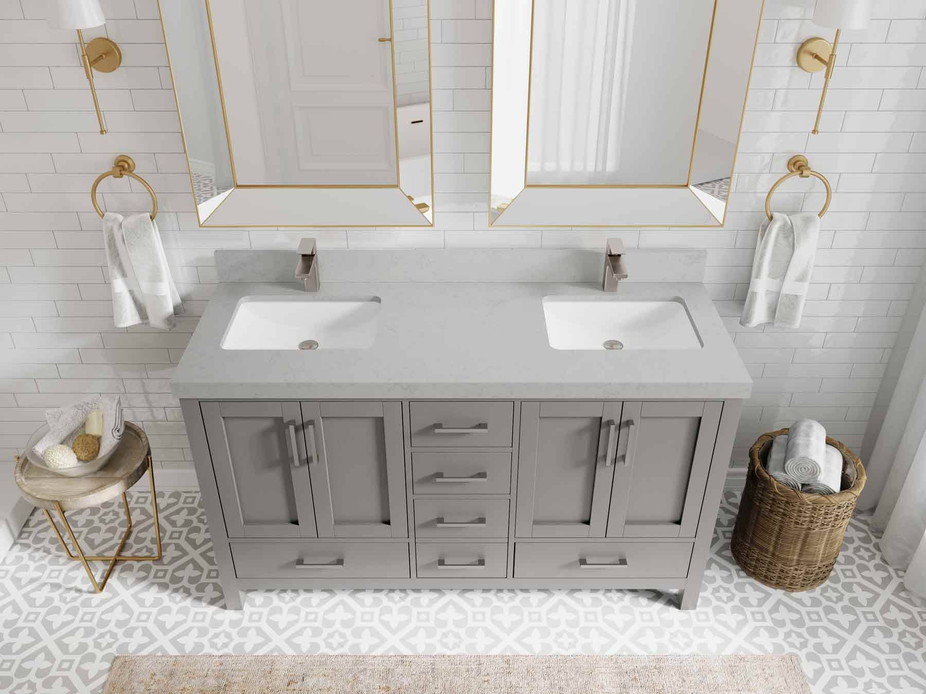 Malibu 60 in. W x 22 in. D Double Sink Bathroom Vanity - Willow Bath and Vanity