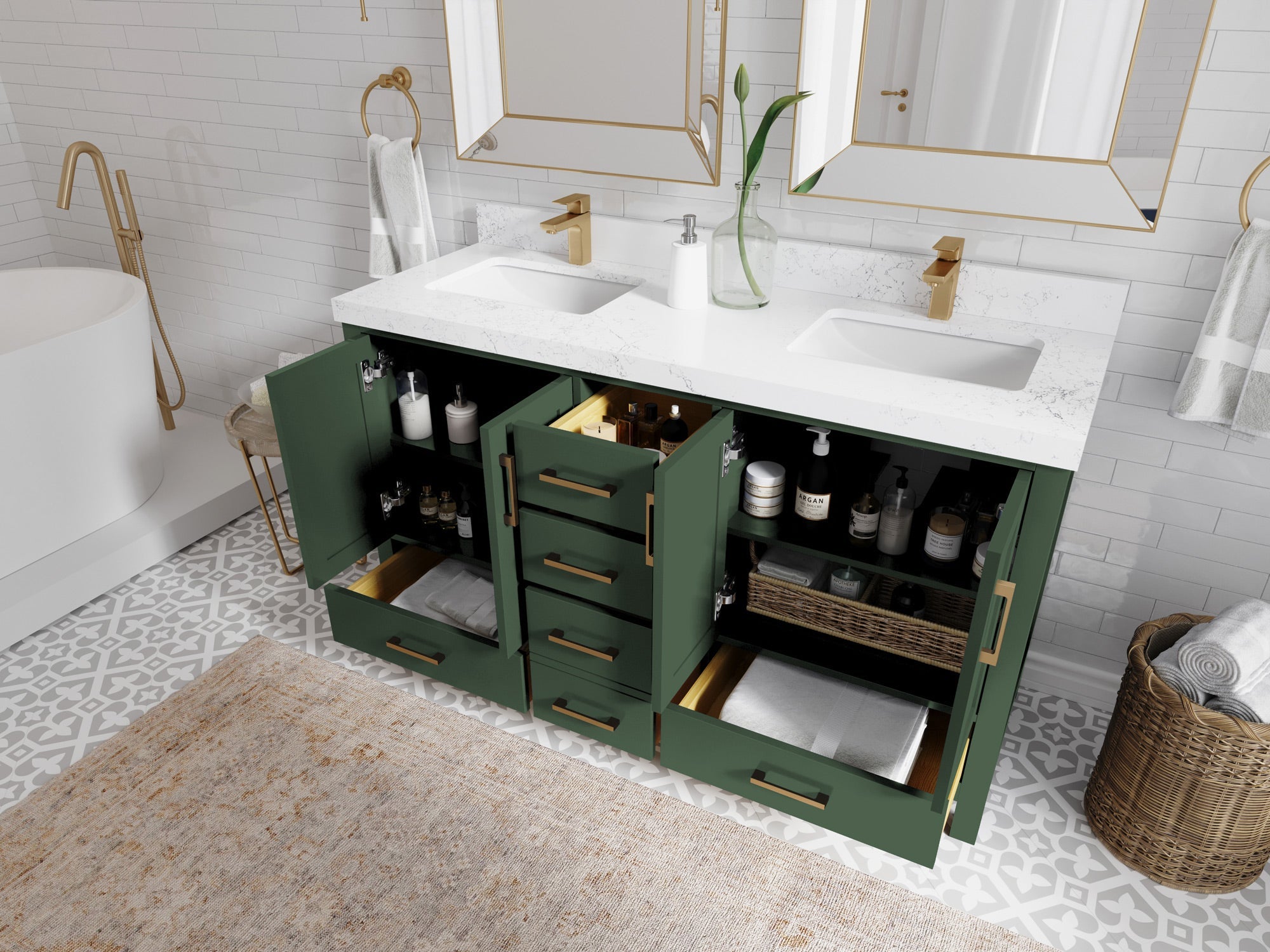 Malibu 60 in. W x 22 in. D Double Sink Bathroom Vanity - Willow Bath and Vanity