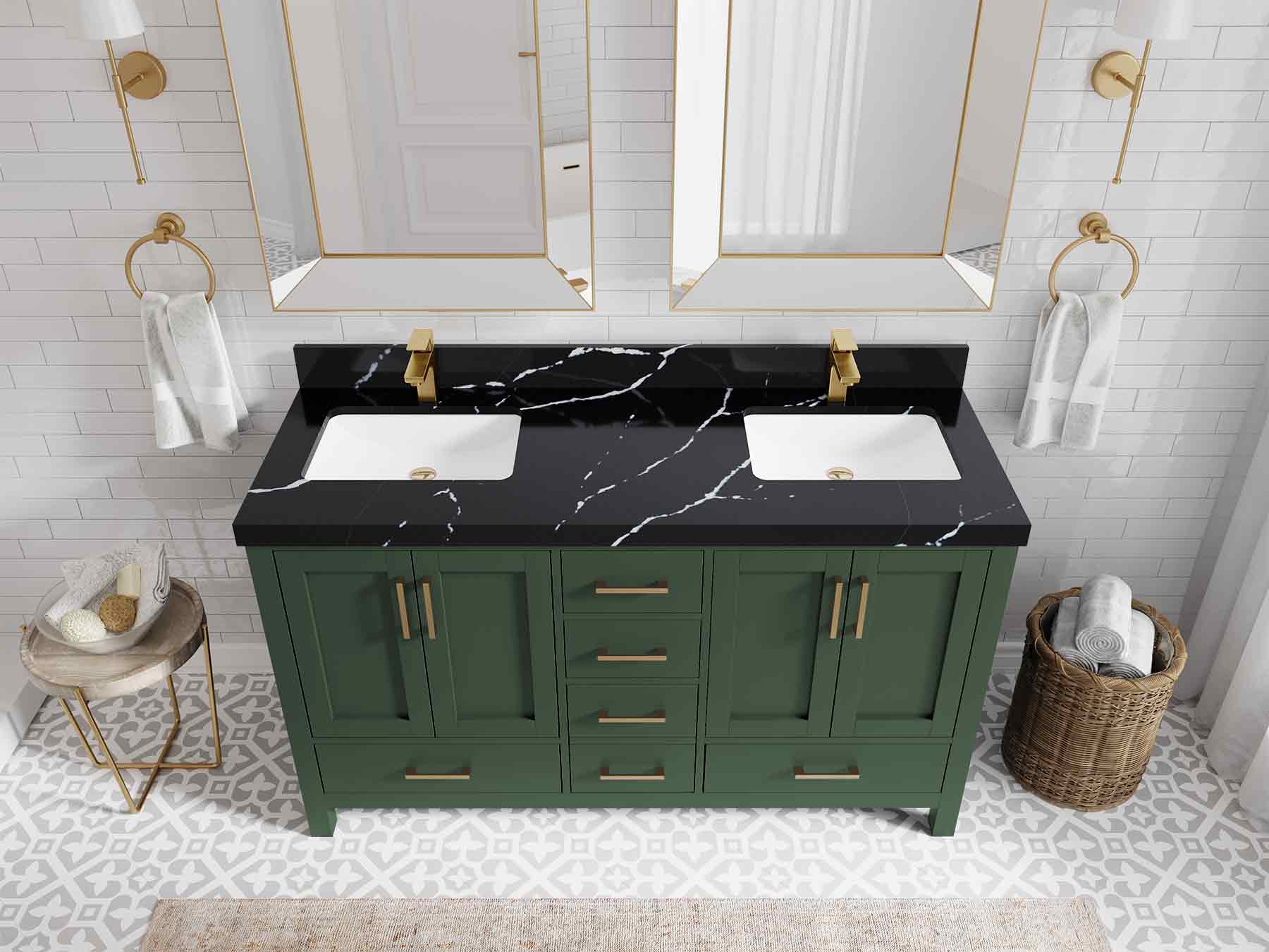 Malibu 60 in. W x 22 in. D Double Sink Bathroom Vanity - Willow Bath and Vanity