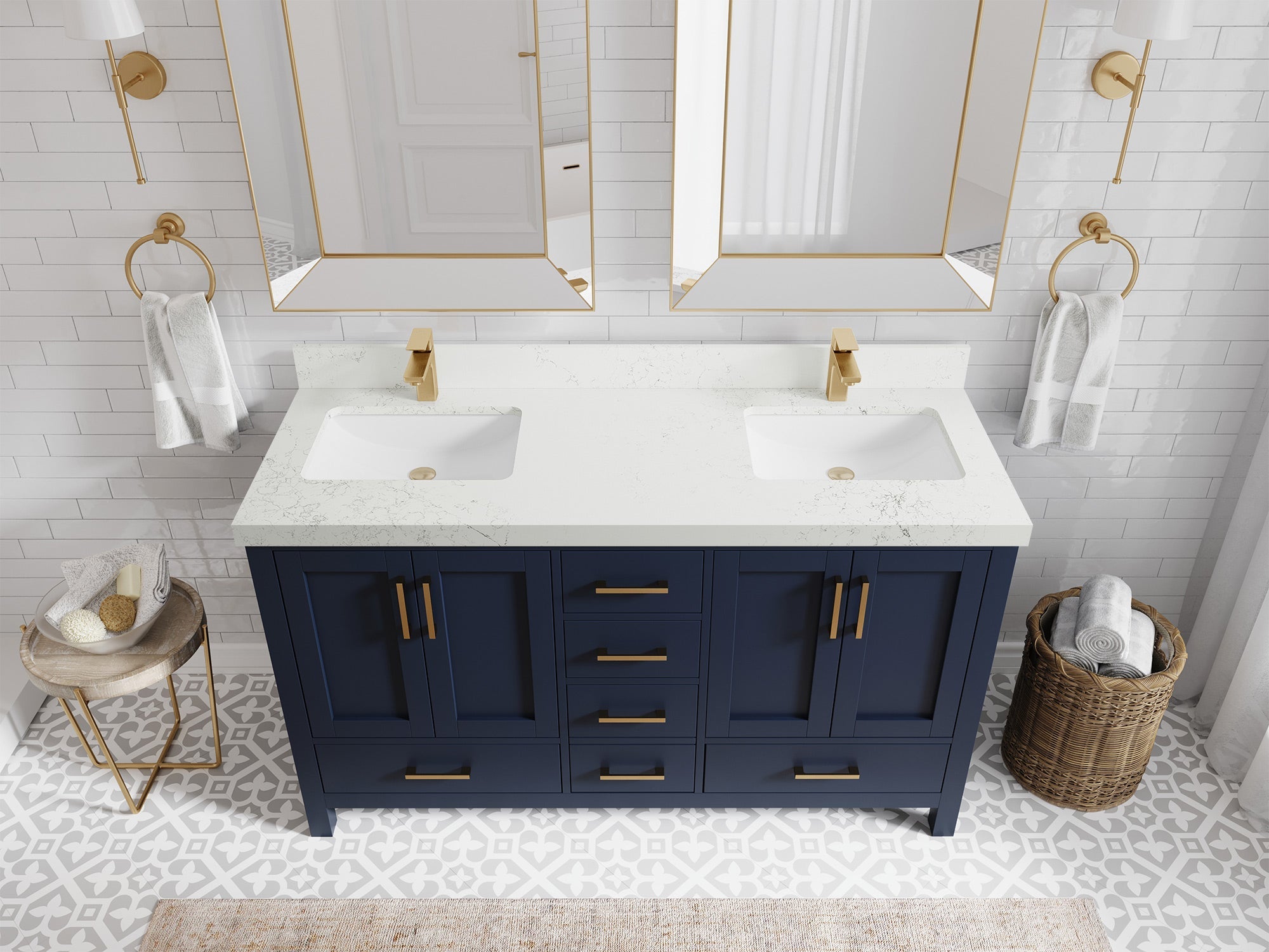 Malibu 60 in. W x 22 in. D Double Sink Bathroom Vanity - Willow Bath and Vanity