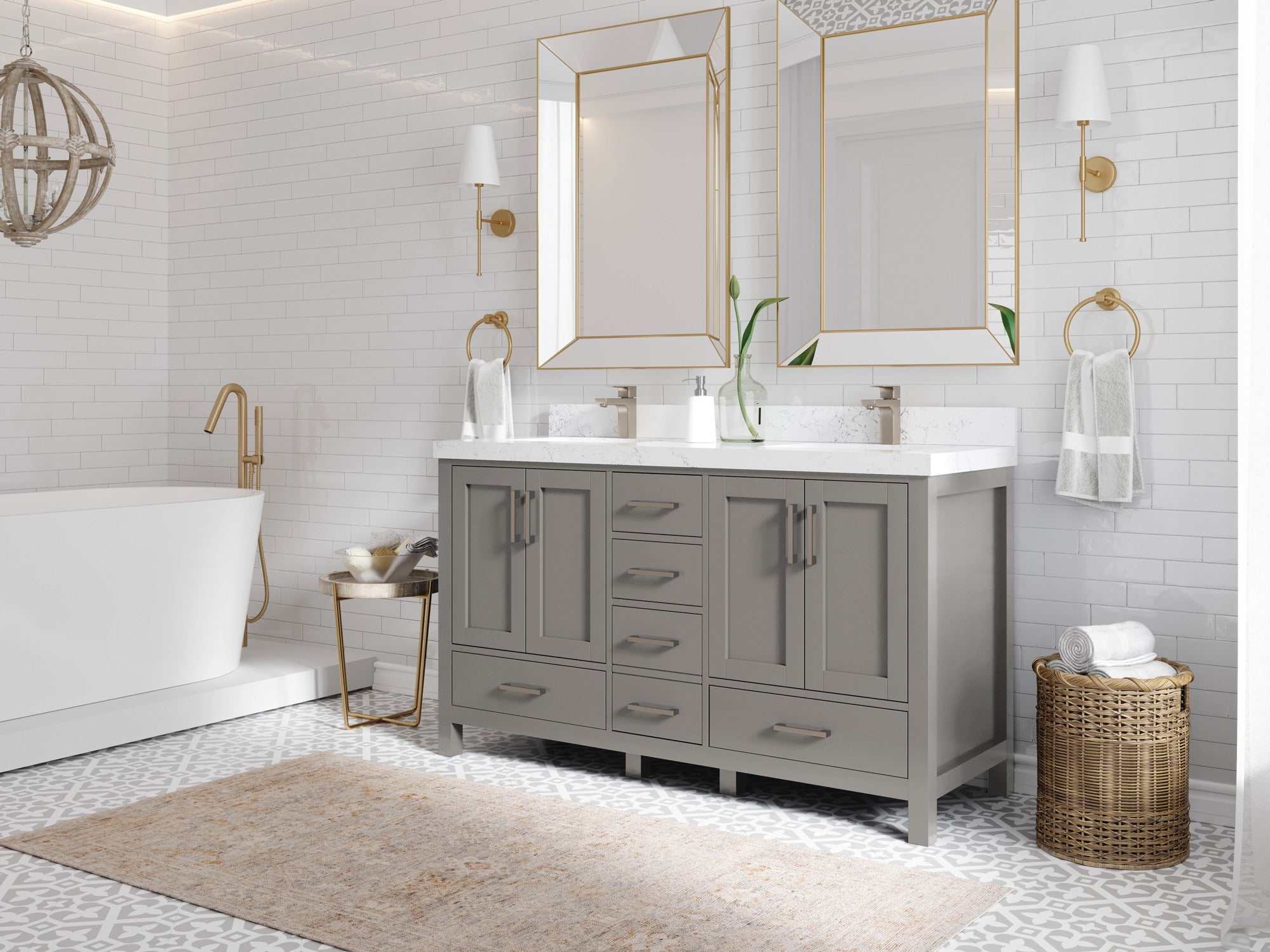 Malibu 60 in. W x 22 in. D Double Sink Bathroom Vanity - Willow Bath and Vanity