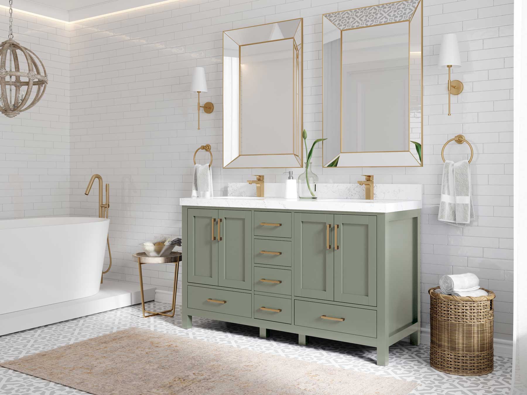 Malibu 60 in. W x 22 in. D Double Sink Bathroom Vanity - Willow Bath and Vanity