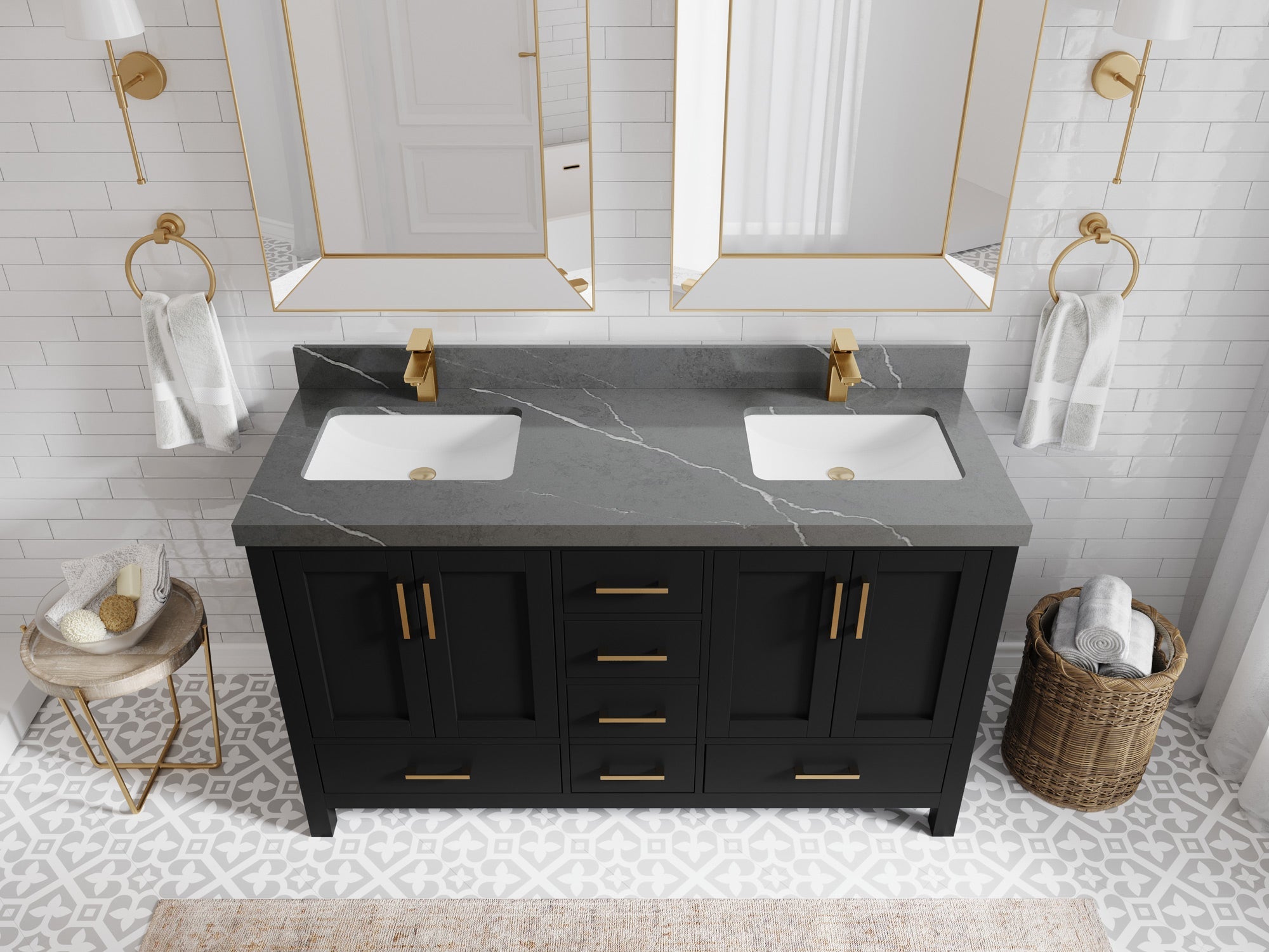 Malibu 60 in. W x 22 in. D Double Sink Bathroom Vanity - Willow Bath and Vanity