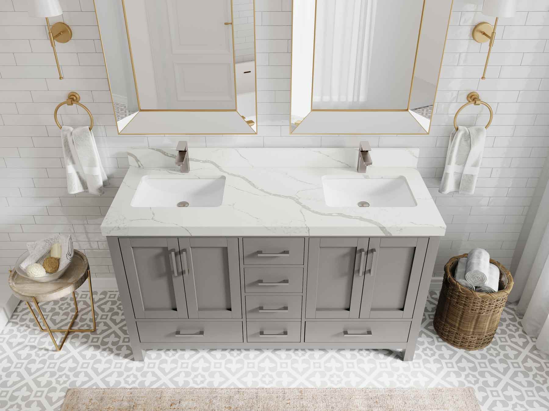 Malibu 60 in. W x 22 in. D Double Sink Bathroom Vanity - Willow Bath and Vanity