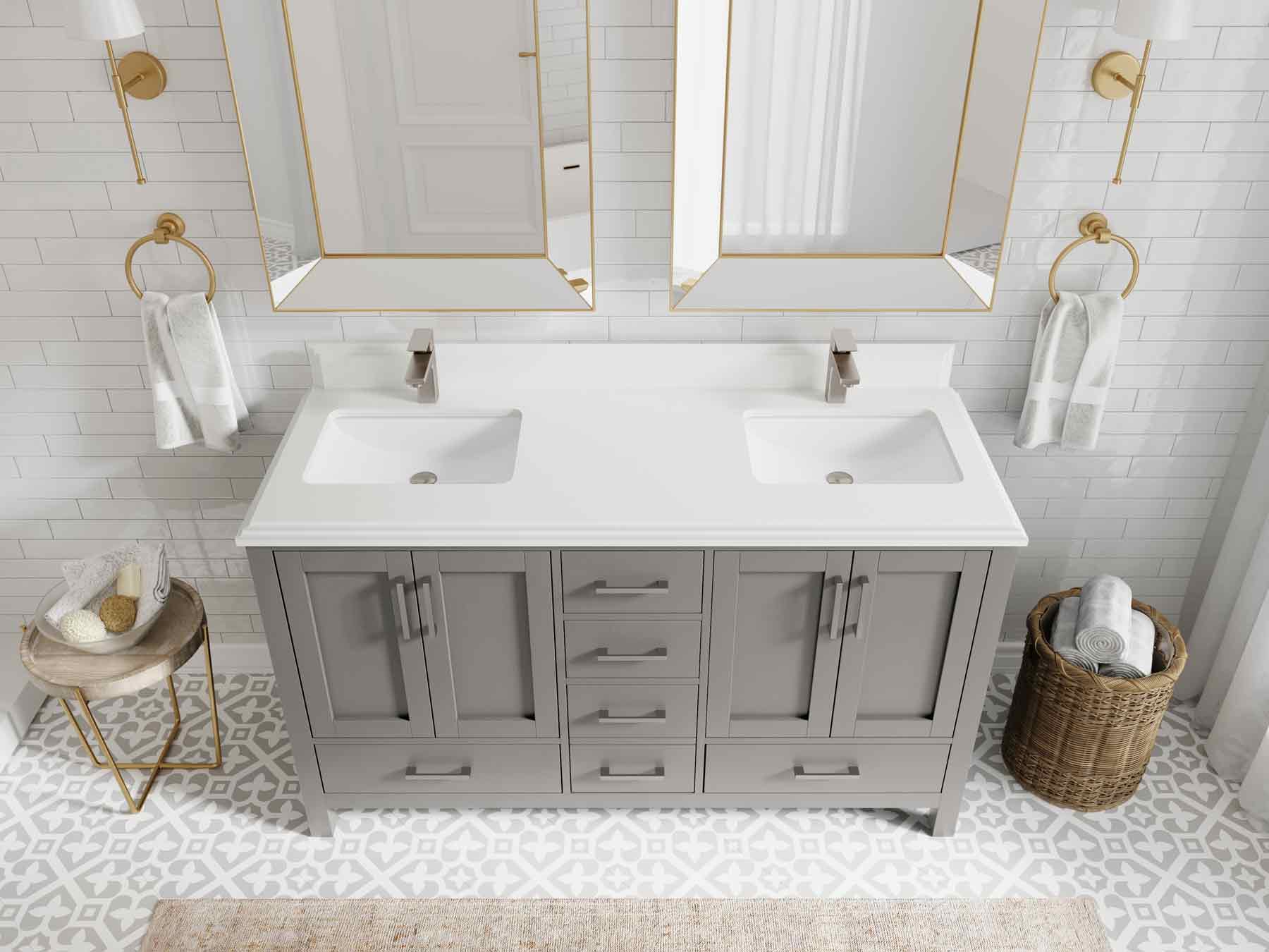 Malibu 60 in. W x 22 in. D Double Sink Bathroom Vanity - Willow Bath and Vanity