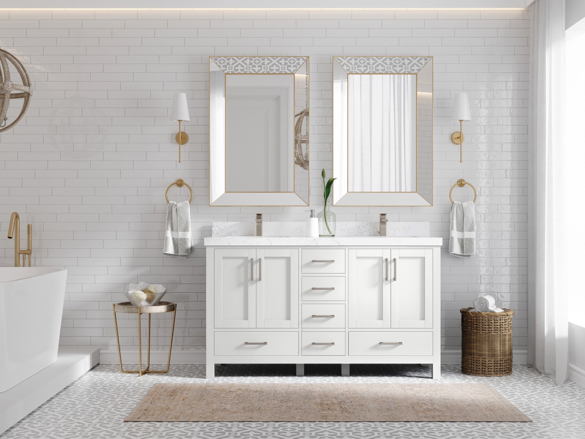 Malibu 60 in. W x 22 in. D Double Sink Bathroom Vanity - Willow Bath and Vanity