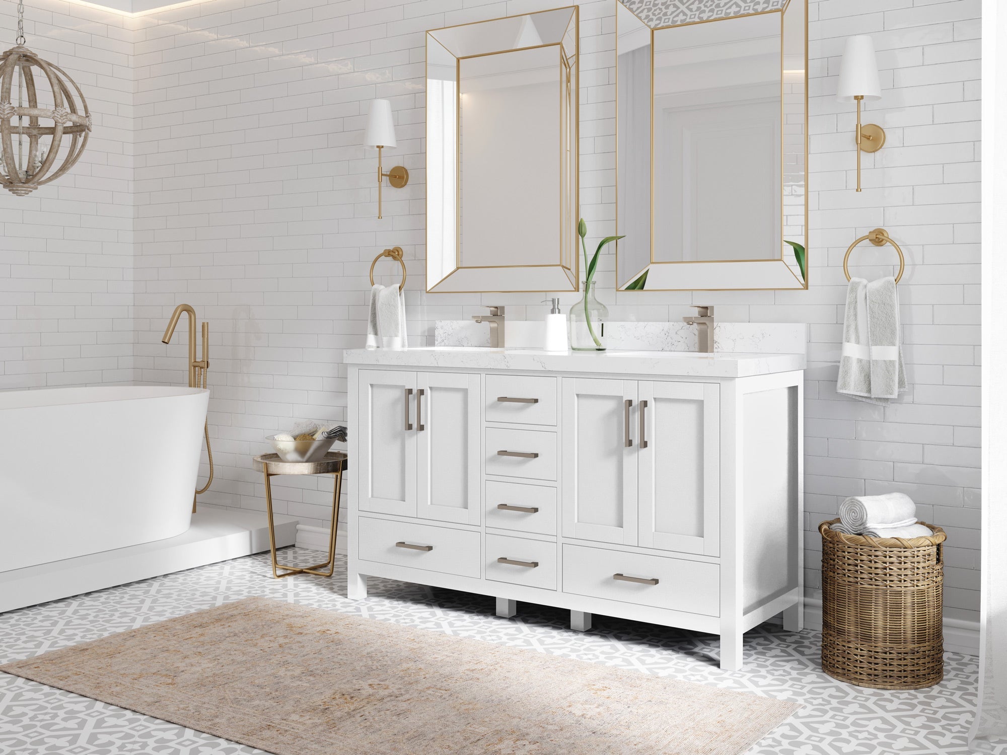 Malibu 60 in. W x 22 in. D Double Sink Bathroom Vanity - Willow Bath and Vanity