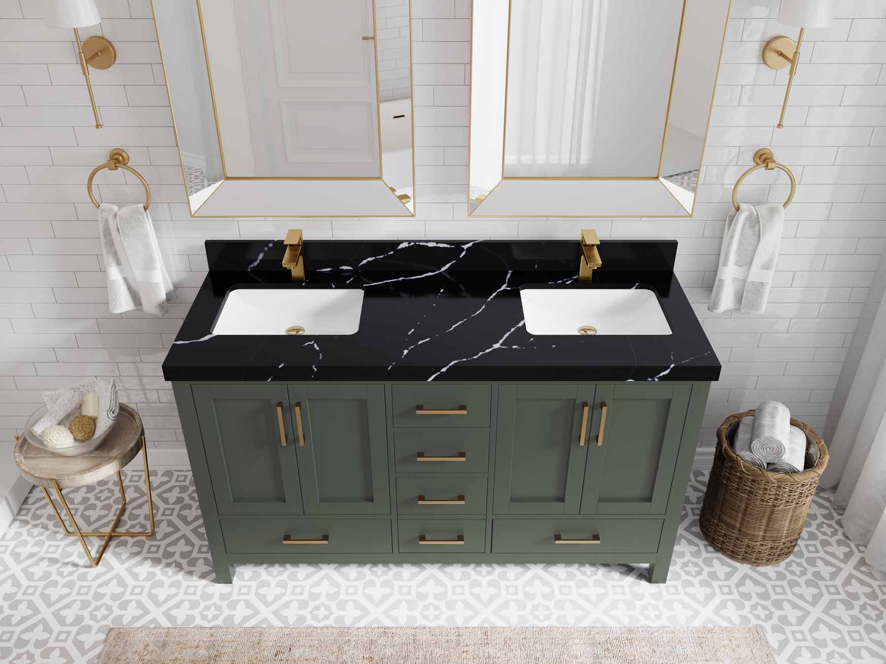 Malibu 60 in. W x 22 in. D Double Sink Bathroom Vanity - Willow Bath and Vanity