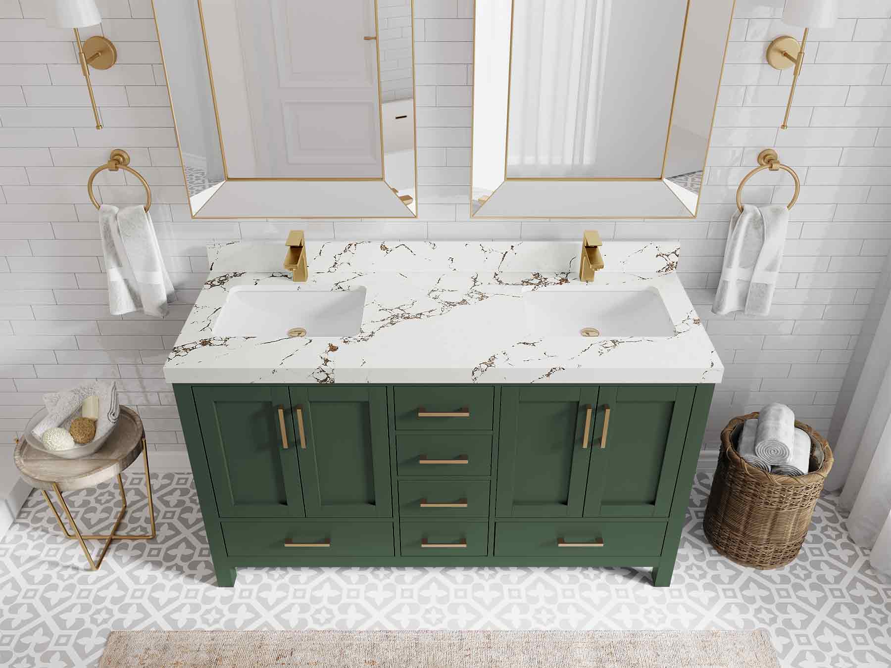 Malibu 60 in. W x 22 in. D Double Sink Bathroom Vanity - Willow Bath and Vanity
