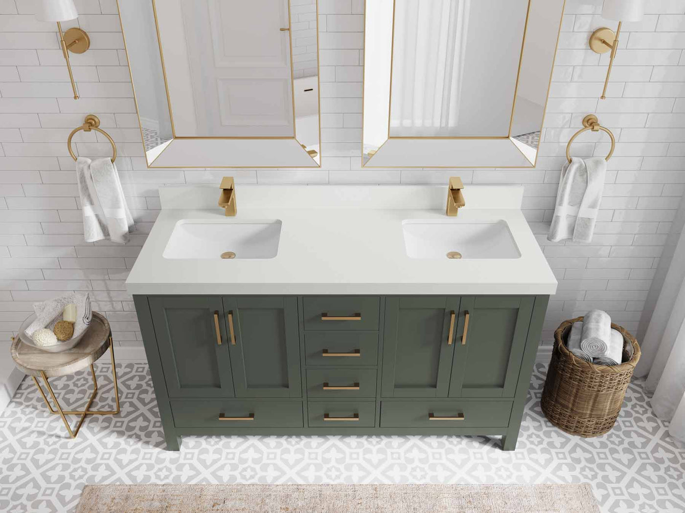 Malibu 60 in. W x 22 in. D Double Sink Bathroom Vanity
