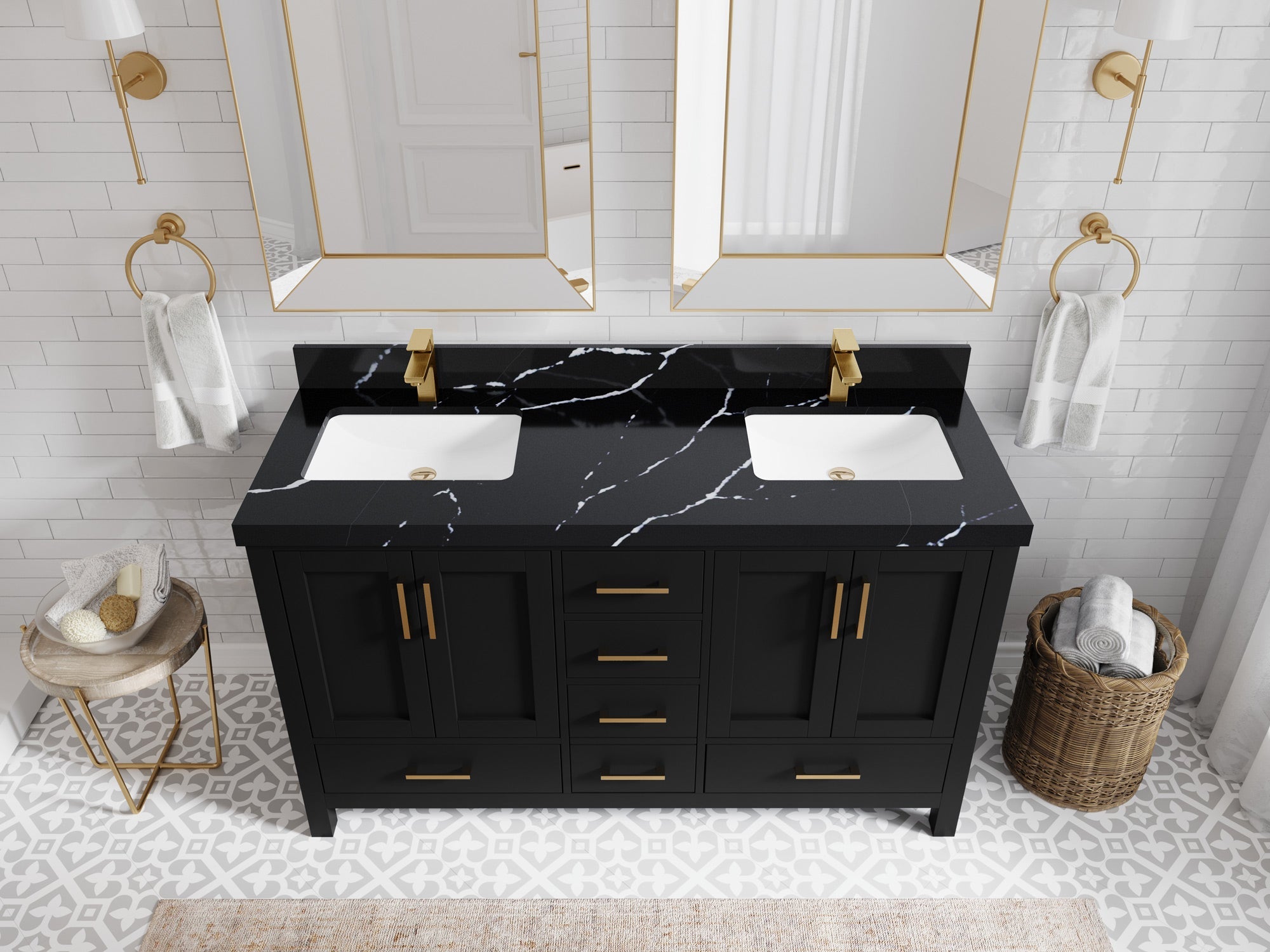 Malibu 60 in. W x 22 in. D Double Sink Bathroom Vanity - Willow Bath and Vanity
