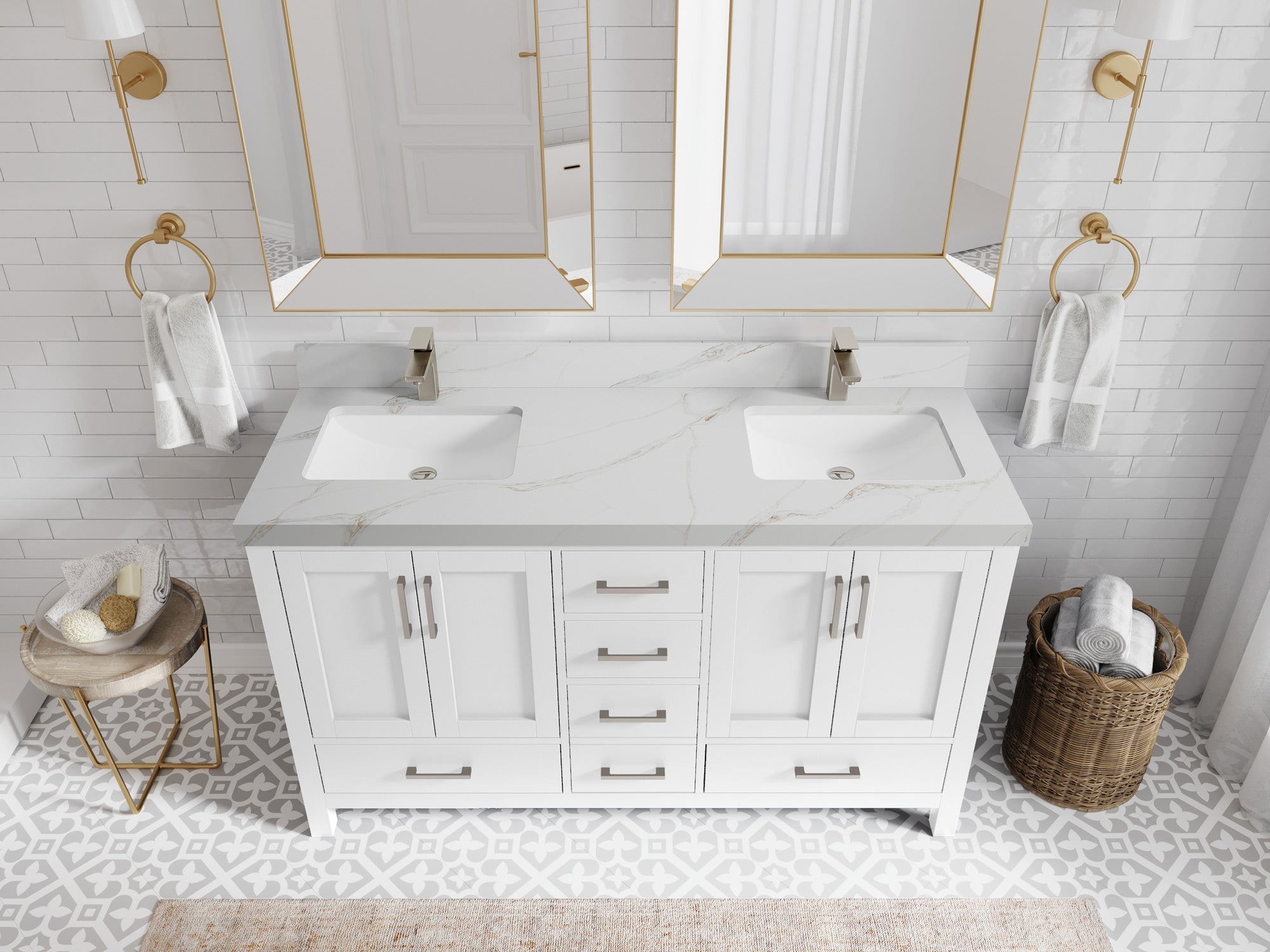 Malibu 60 in. W x 22 in. D Double Sink Bathroom Vanity - Willow Bath and Vanity