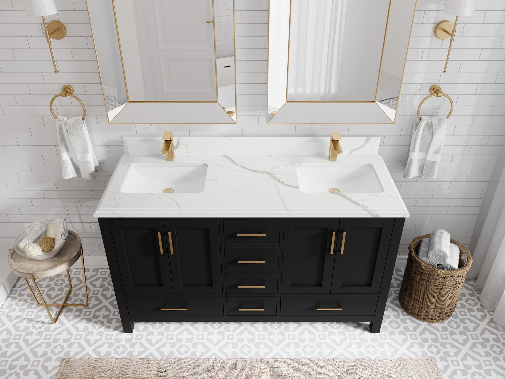 Malibu 60 in. W x 22 in. D Double Sink Bathroom Vanity - Willow Bath and Vanity