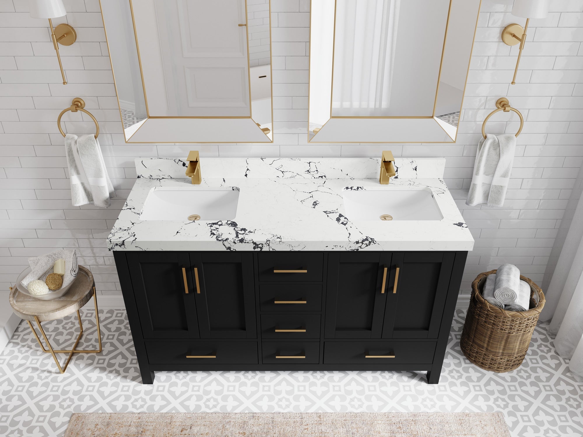 Malibu 60 in. W x 22 in. D Double Sink Bathroom Vanity - Willow Bath and Vanity