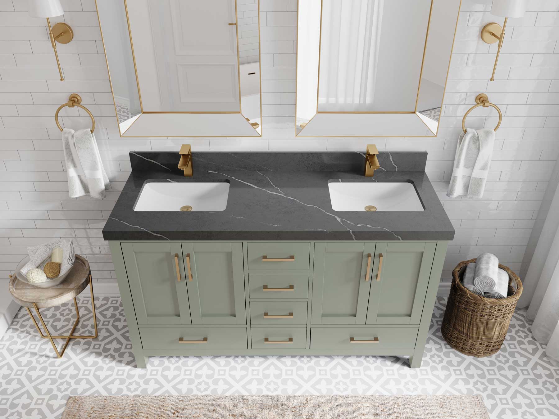Malibu 60 in. W x 22 in. D Double Sink Bathroom Vanity - Willow Bath and Vanity