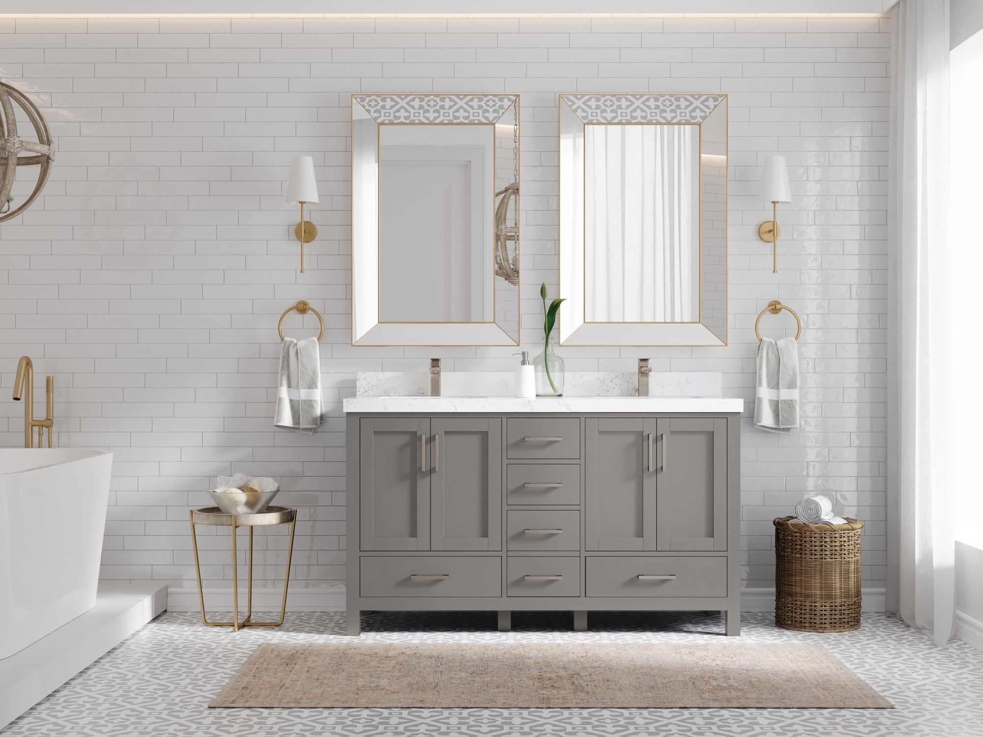 Malibu 60 in. W x 22 in. D Double Sink Bathroom Vanity - Willow Bath and Vanity