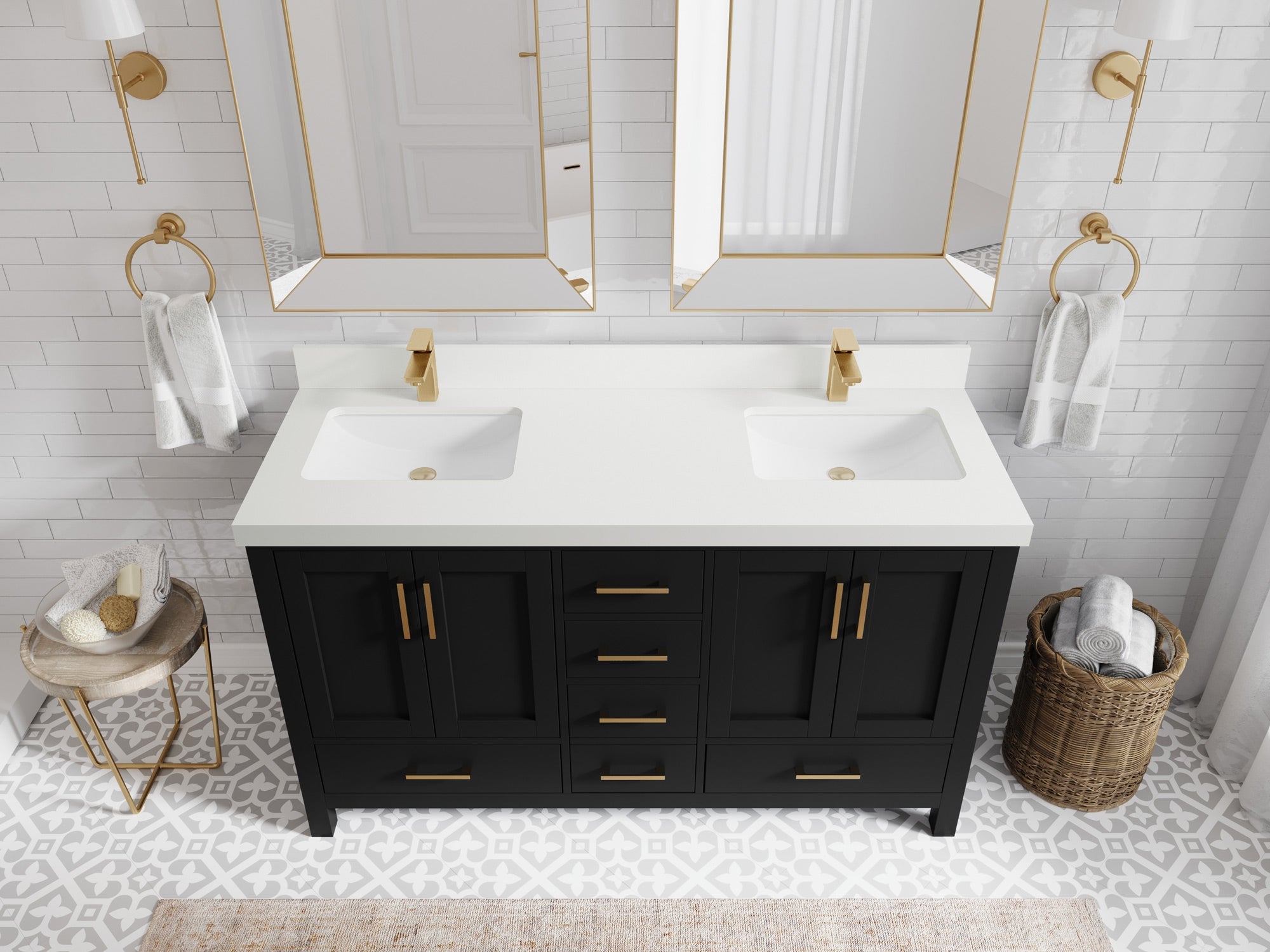 Malibu 60 in. W x 22 in. D Double Sink Bathroom Vanity - Willow Bath and Vanity
