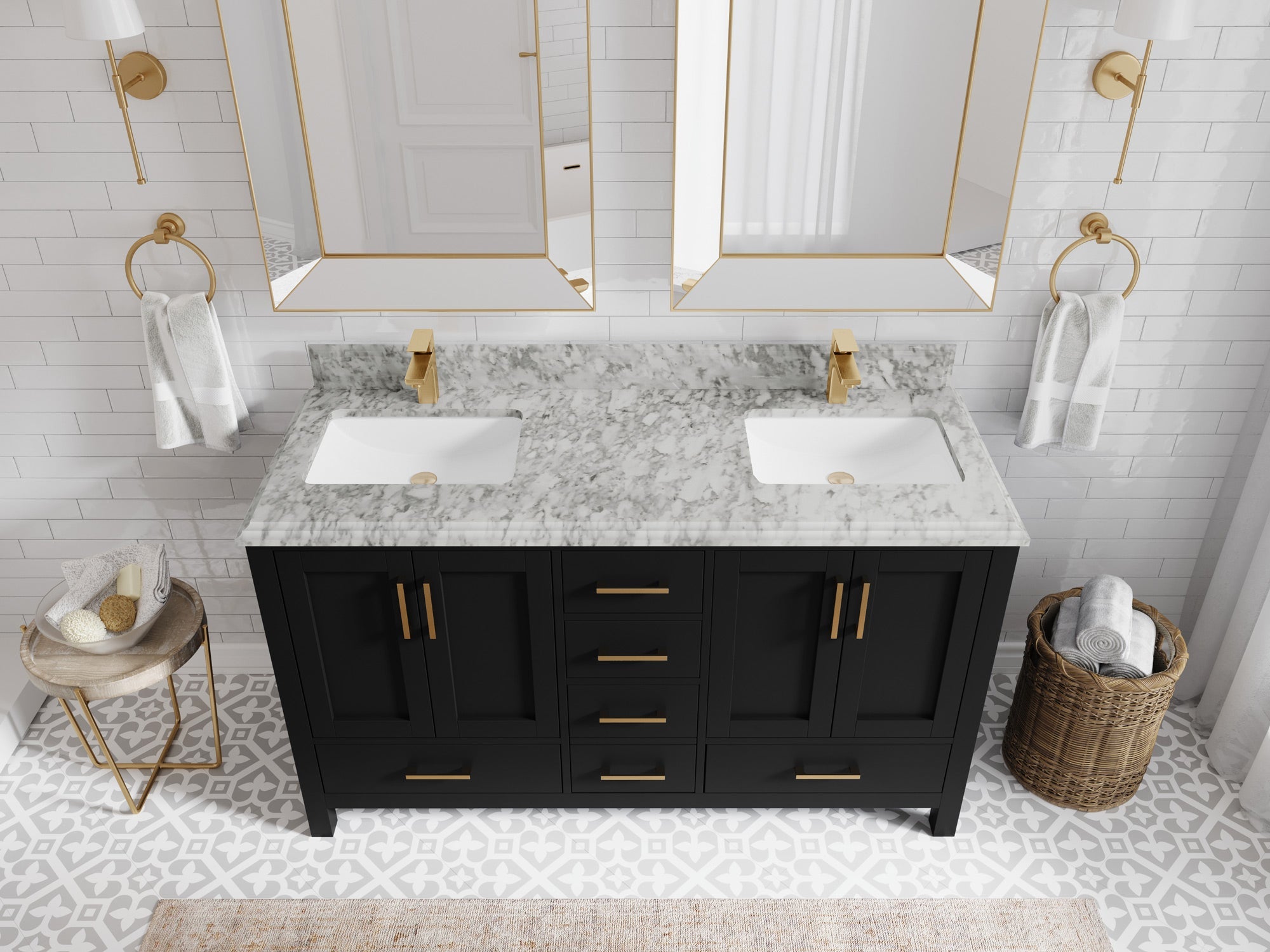 Malibu 60 in. W x 22 in. D Double Sink Bathroom Vanity - Willow Bath and Vanity